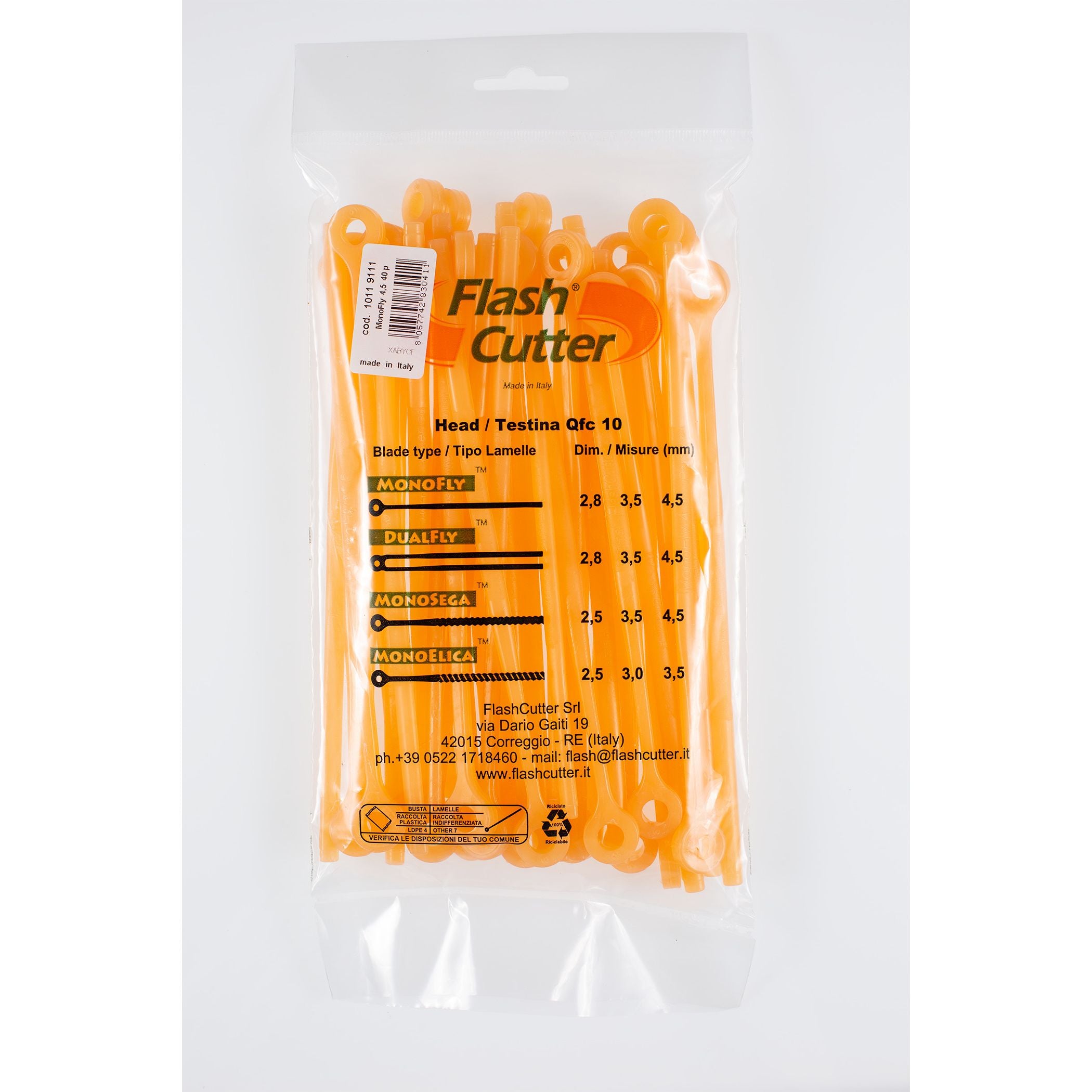 Confezione 40 lamelle FlashCutter® MonoFly® 4.5 per testina Qfc10® (50cc+)