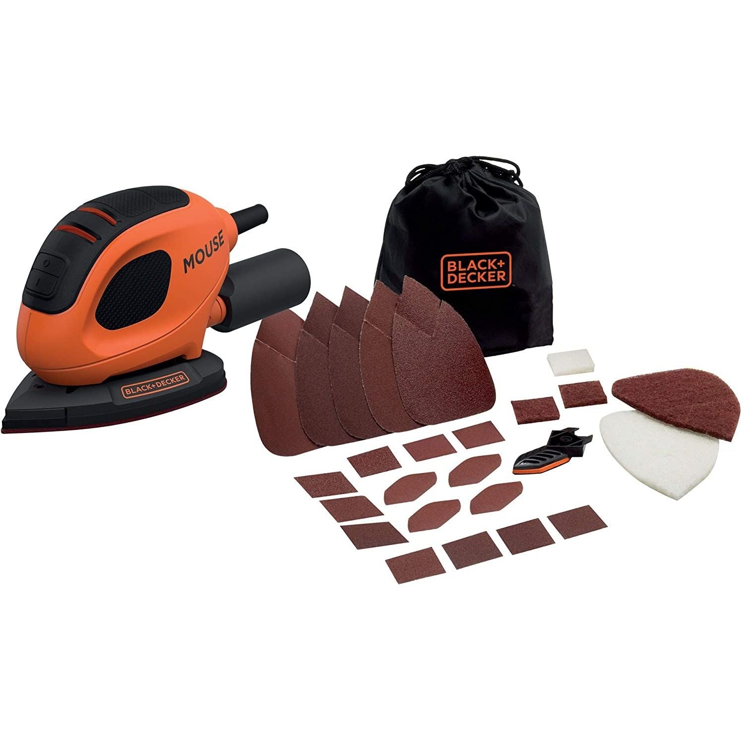 Black+Decker Levigatrice Mouse Multifunzione 55W BEW230BC-QS Con 15 Accessori e Softbag