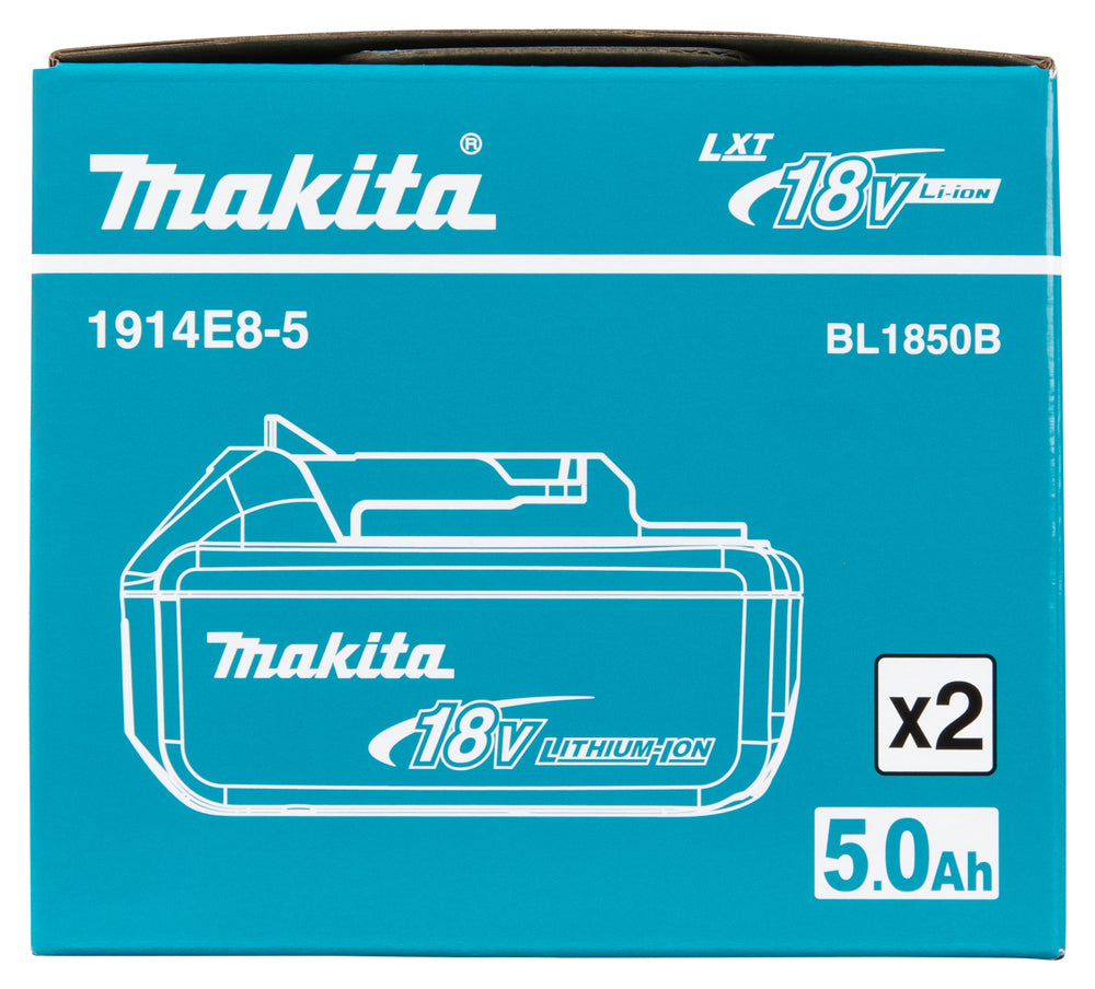 Makita 1914E8-5 – Twinpack LXT 5,0 Ah Kit 2 Batterie BL1850B 18V