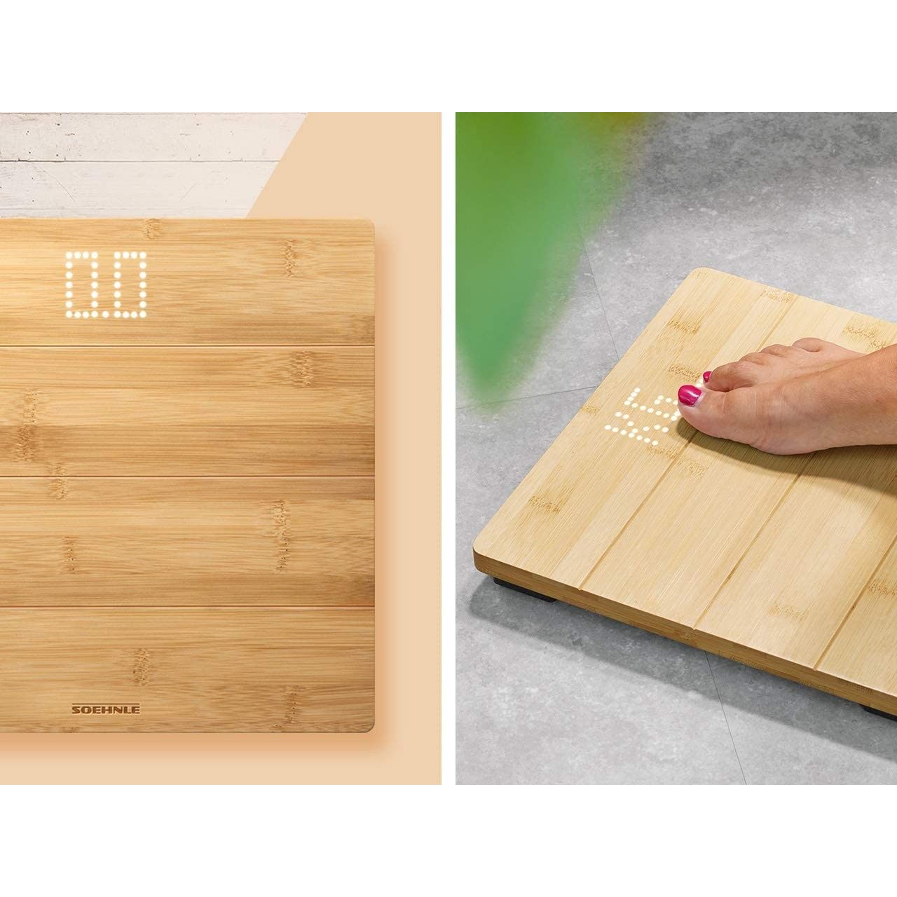 Soehnle Bilancia Pesapersone Digitale In bambù Naturale con Display LED a Scomparsa