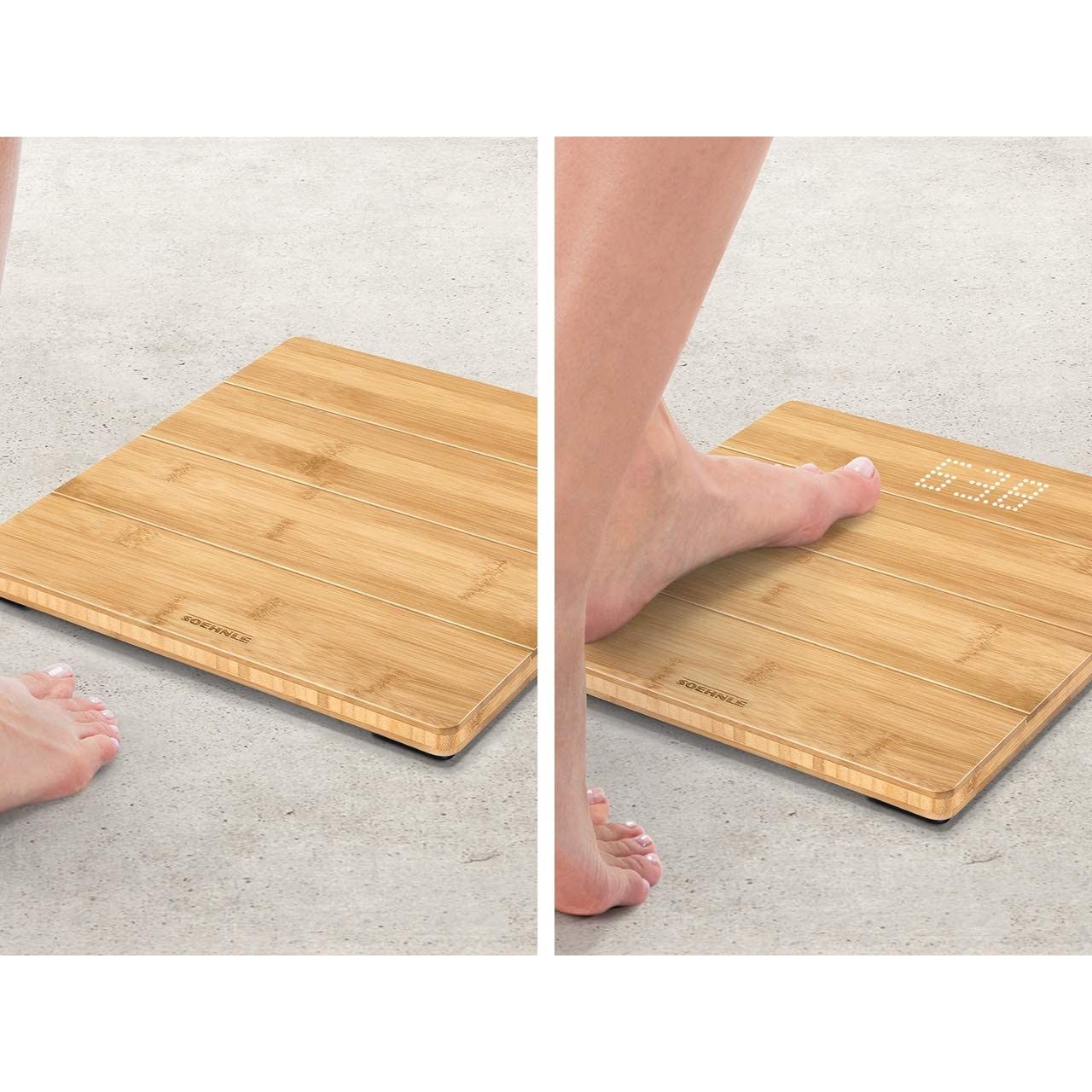 Soehnle Bilancia Pesapersone Digitale In bambù Naturale con Display LED a Scomparsa