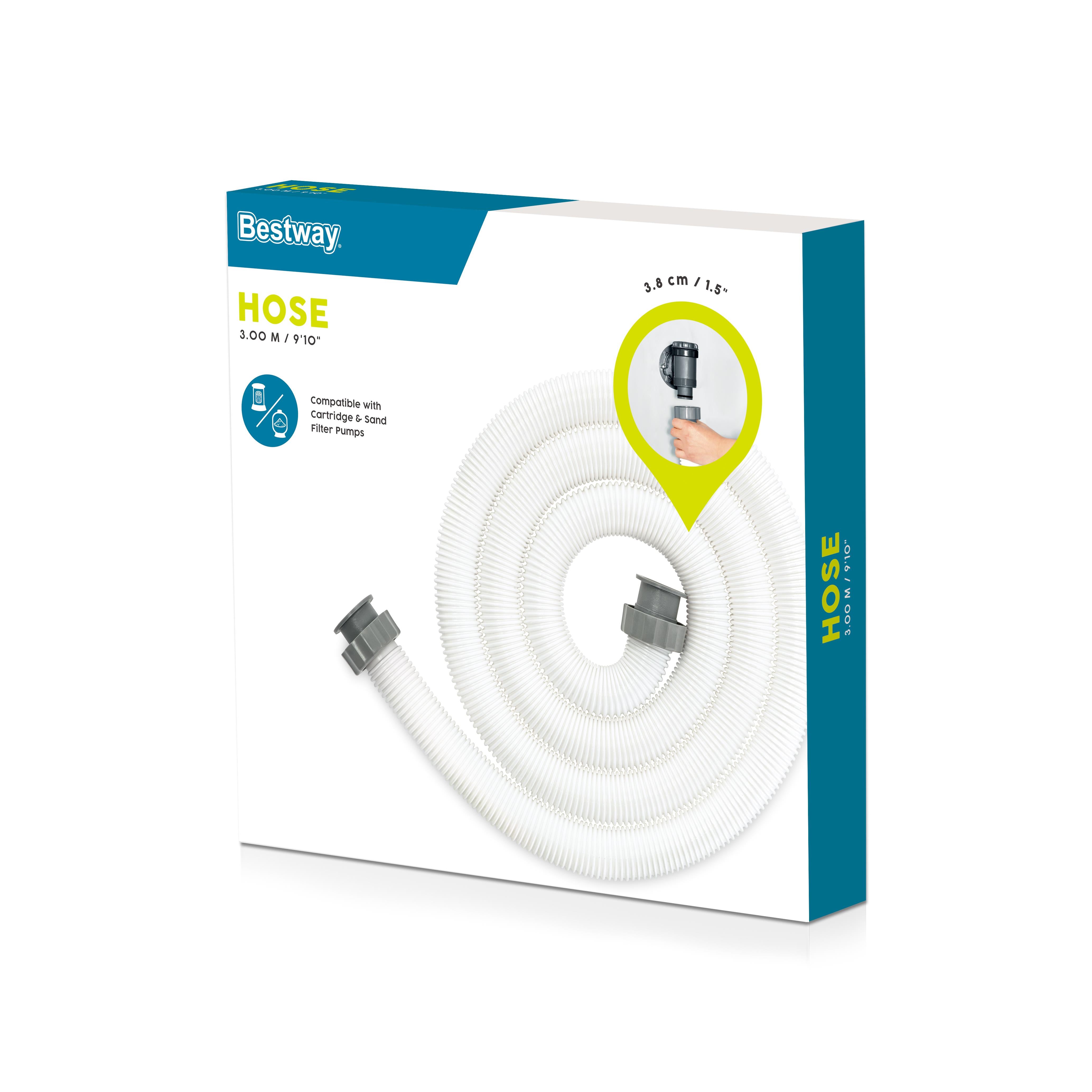 Bestway Tubo Da 3 Mt. E 38 Mm.Di Diametro, Adatto Per Pompe E Filtri A Sabbia Che Montano Tubi Da Mm. 38