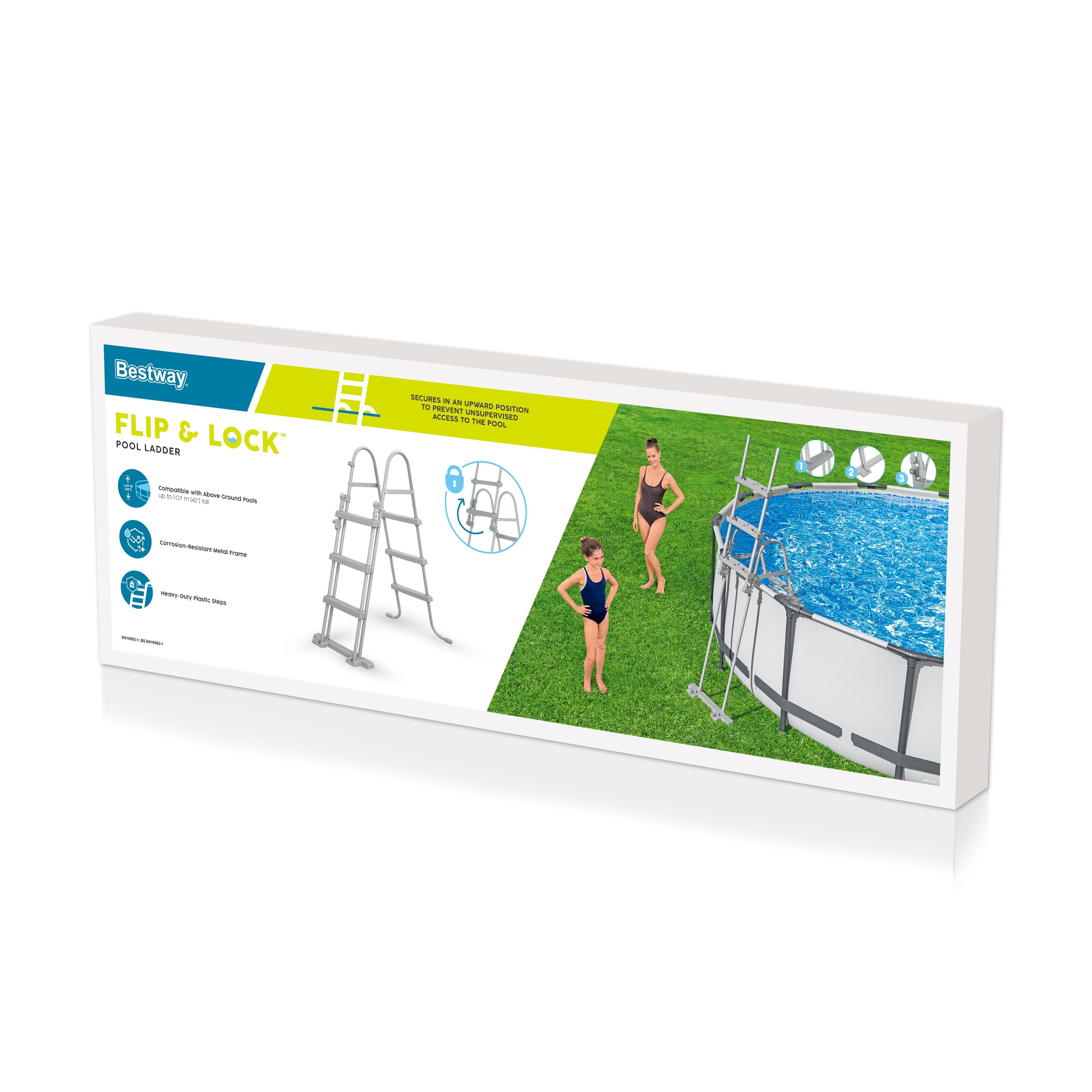 Scaletta di Sicurezza Piscina Bestway – Accesso stabile con gradini antiscivolo (107/122/132 cm)
