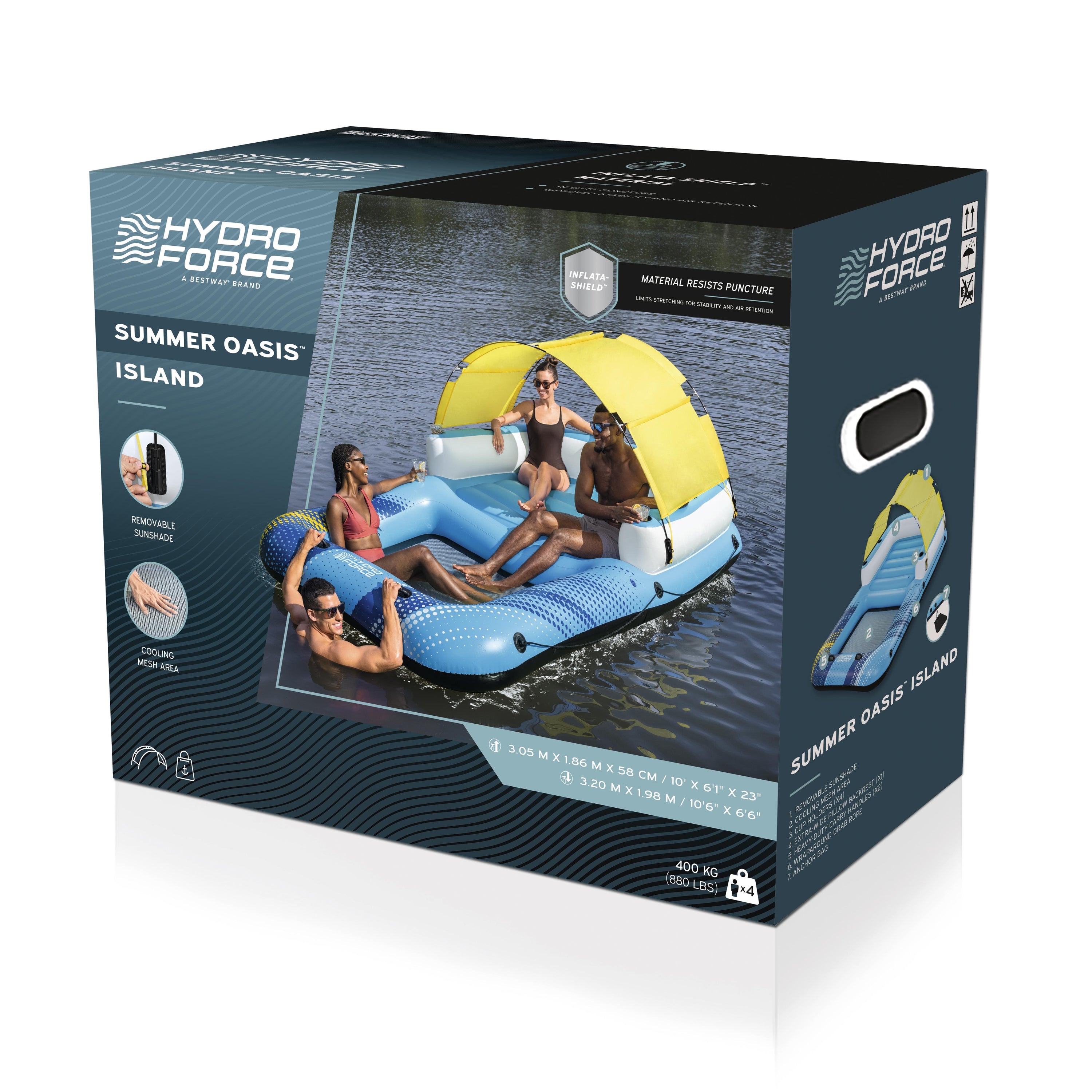Bestway Hydro Force Summer Oasis Island 43645 – Isola galleggiante 4 posti con parasole