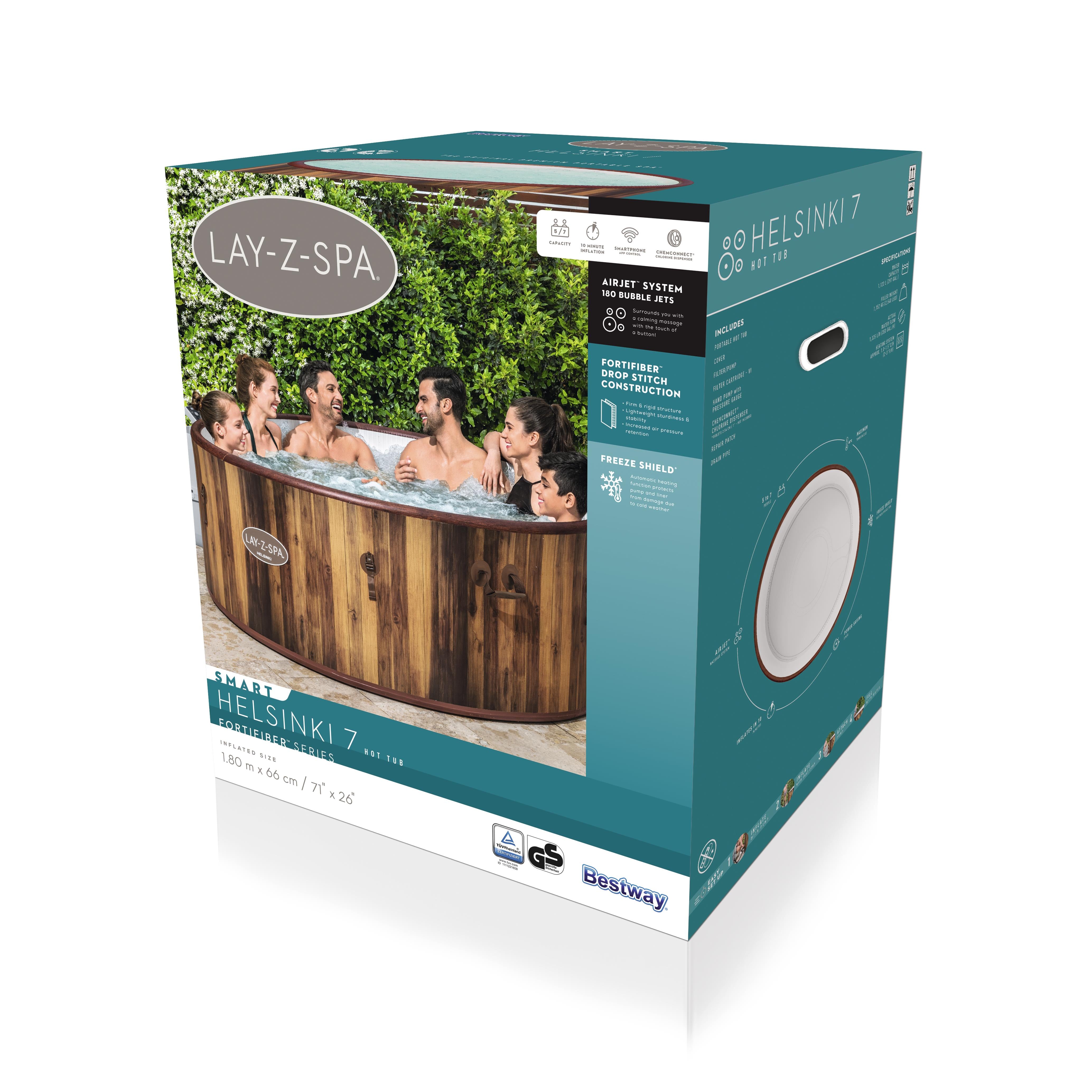 Bestway 60025 Piscina Idromassaggio Gonfiabile Lay-Z-Spa Helsinki AirJet 5-7 persone