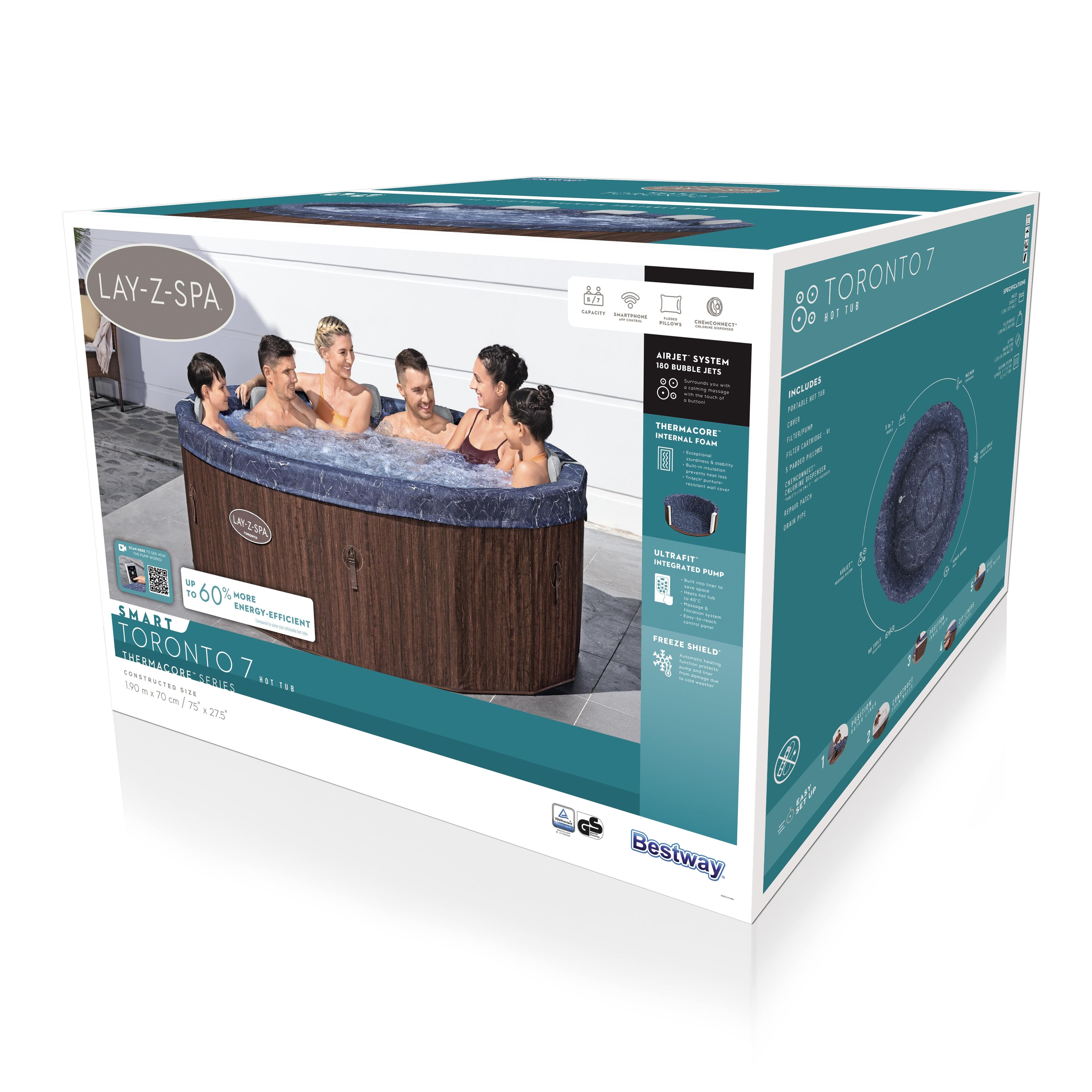 Bestway Lay-Z-Spa Toronto Smart AirJet – Idromassaggio premium 5-7 persone WiFi