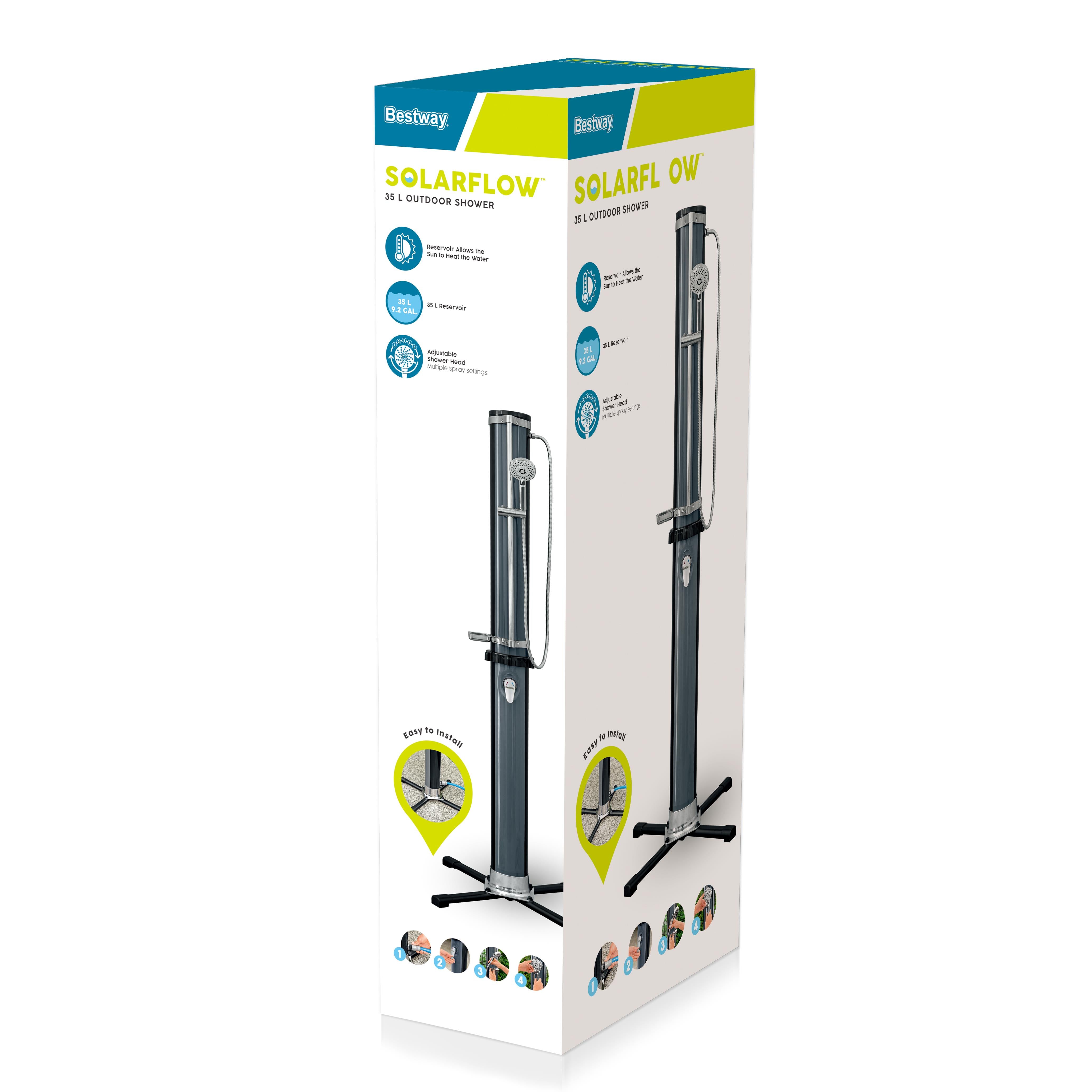Bestway Doccia Solare Da Giardino Serbatoio 35 Litri Con Miscelatore, Doccino E Portaoggetti