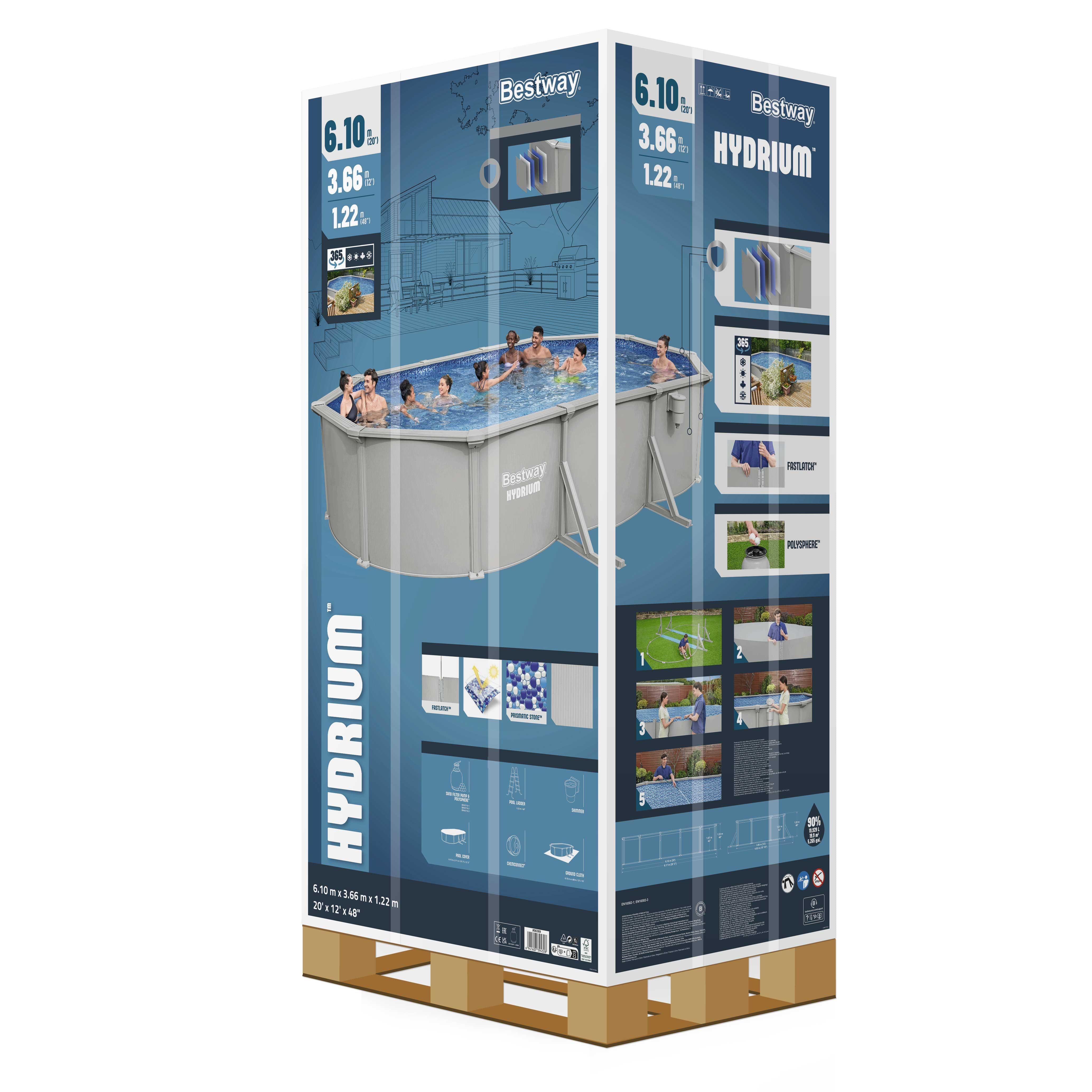 Bestway Hydrium 610x366x122 cm – Piscina fuori terra ovale in acciaio