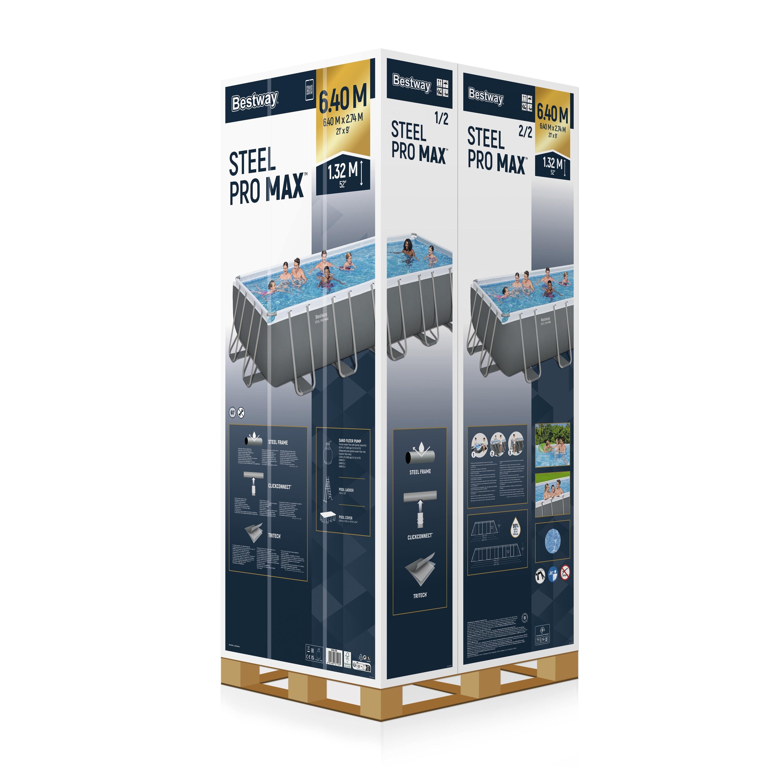Bestway 5612B Piscina Fuori Terra Power Steel DIM. 640 X 274 X 132 Cm