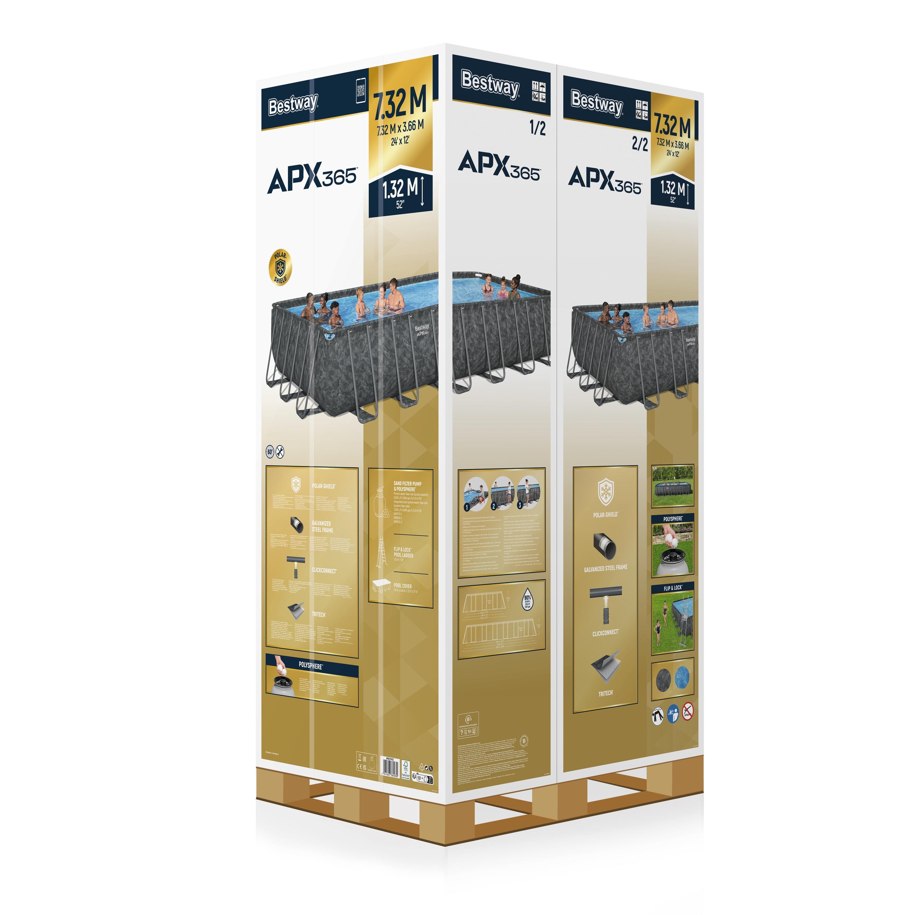 Bestway 561KG Set piscina fuori terra APX 365 da 732x366x132 cm