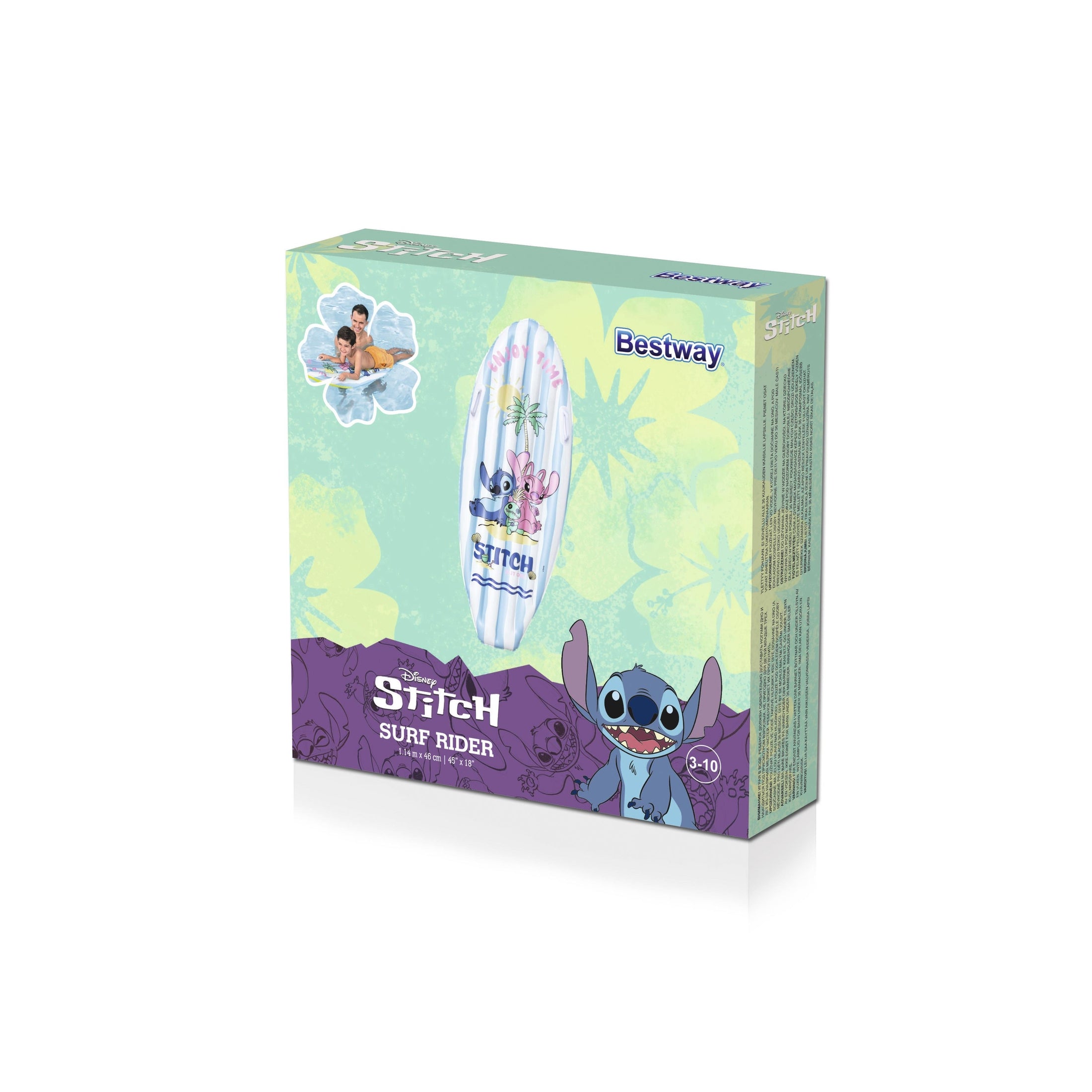 Bestway Tavoletta Gonfiabile Disney Stitch – cavalcabile bambini 3-10 anni