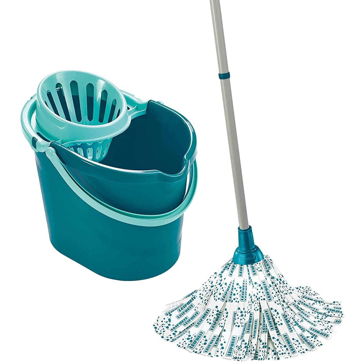 Leifheit Classic Set Mop Pavimenti in Viscosa con Fibre Assorbenti, con Secchio