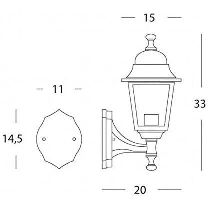 Sovill Lanterna A Parete Montante Struttura In Alluminio Pressofuso Verniciata Nera