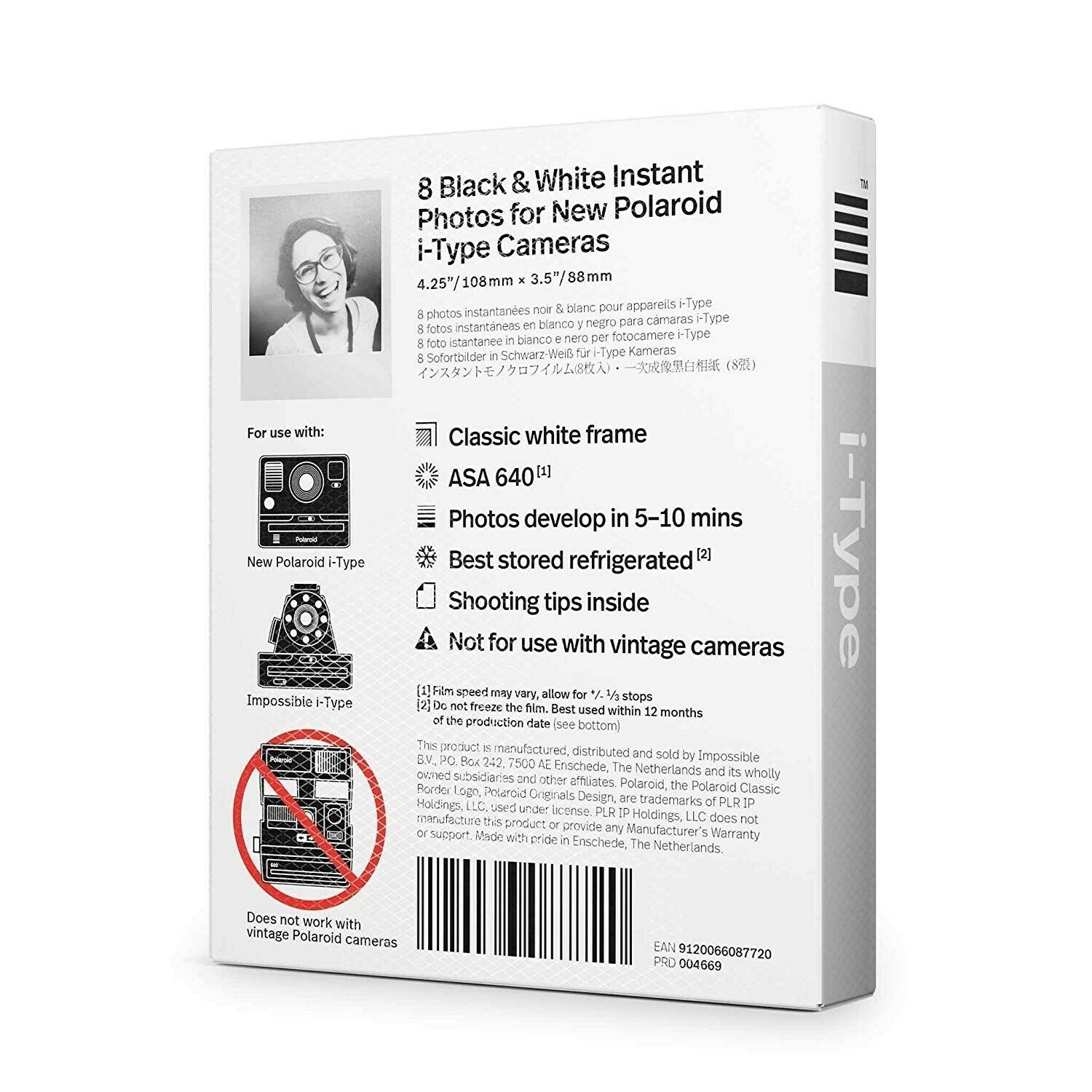 Polaroid Carta Fotografica Film i-Type B&W Pellicola (confezione da 1)