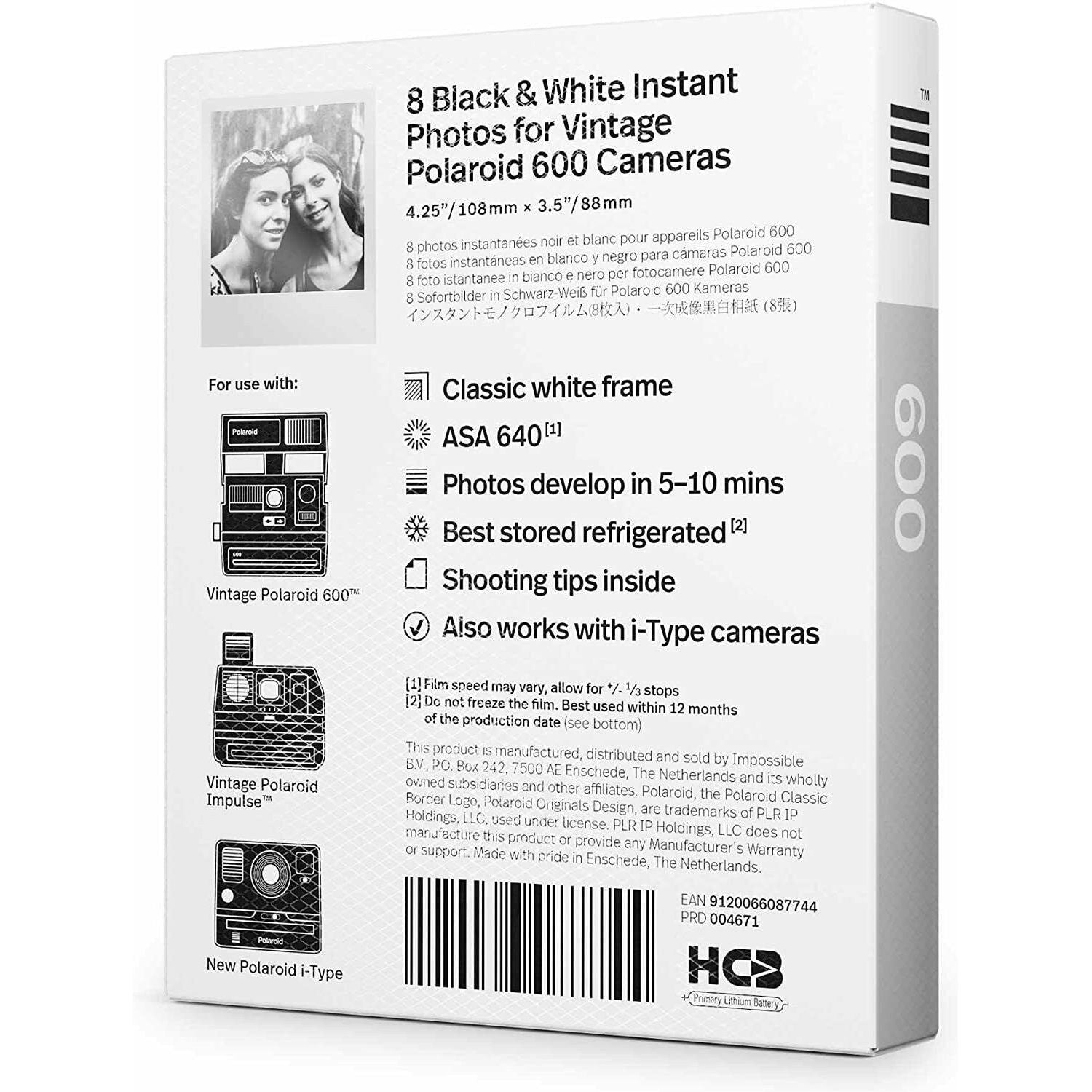 Polaroid Carta Fotografica Film 600 B&W Pellicola (confezione da 10) - SPEDIZIONE GRATUITA