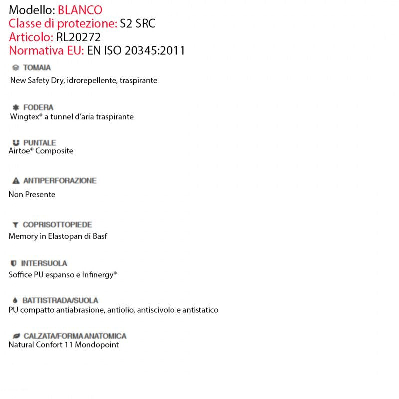 U-Power Scarpa Modello BLANCO S2 SRC (Numero 39)