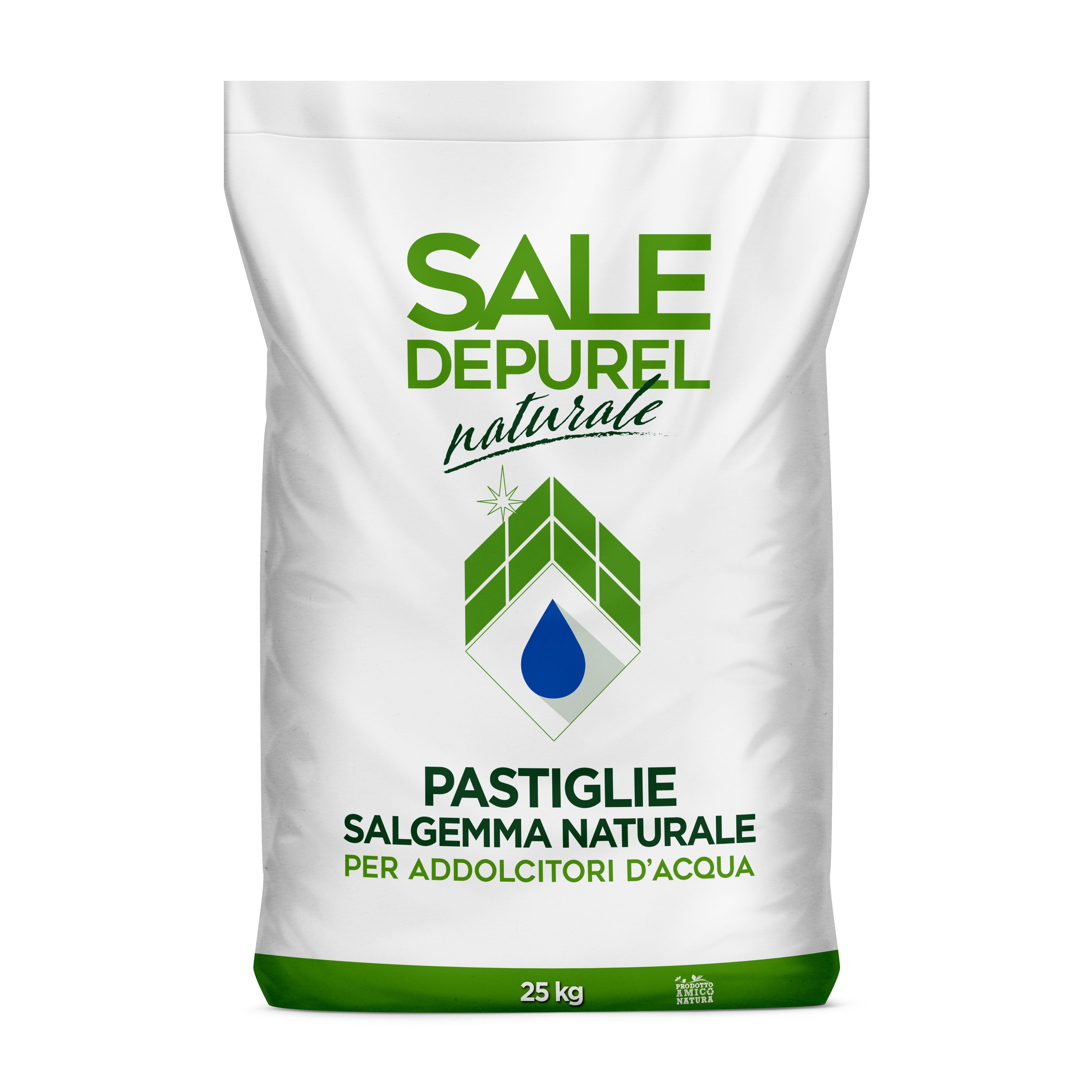 Italkali Pastiglie di Sale Naturale DEPUREL Pastiglie Per Addolcitori Acqua Sacchi da 25 Kg (2 Pallet - 2000 Kg)