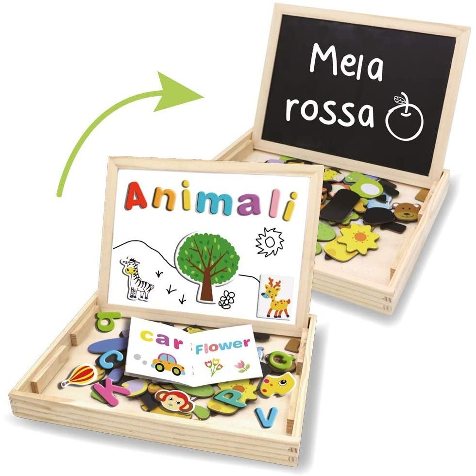 Grandi Giochi Lavagna Legno 2 in 1 Lettere e Numeri