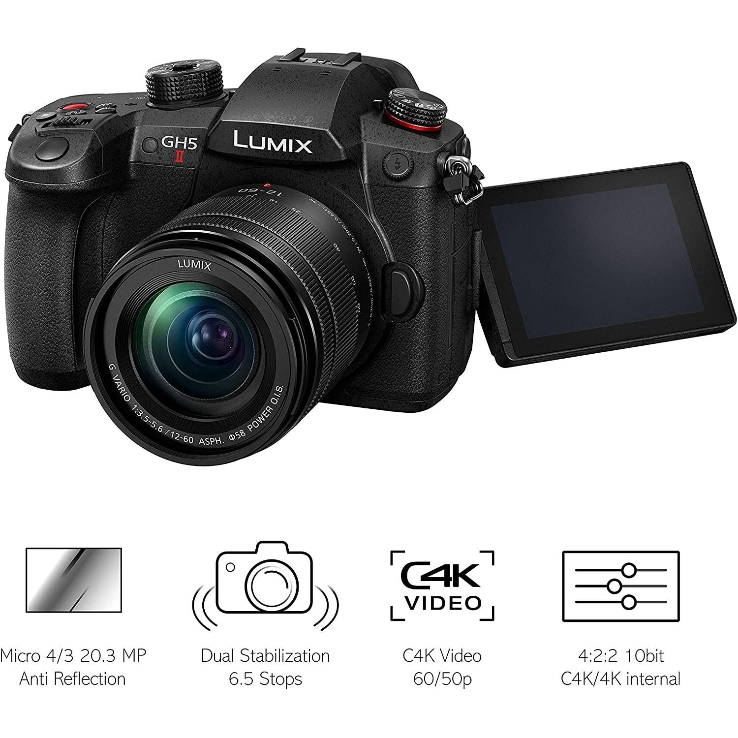 Panasonic GH5 M2 (Kit - Con Ob. 12-60mm f/3.5-5.6 ASPH. Power OIS) GARANZIA FOWA ITALIA 4 ANNI