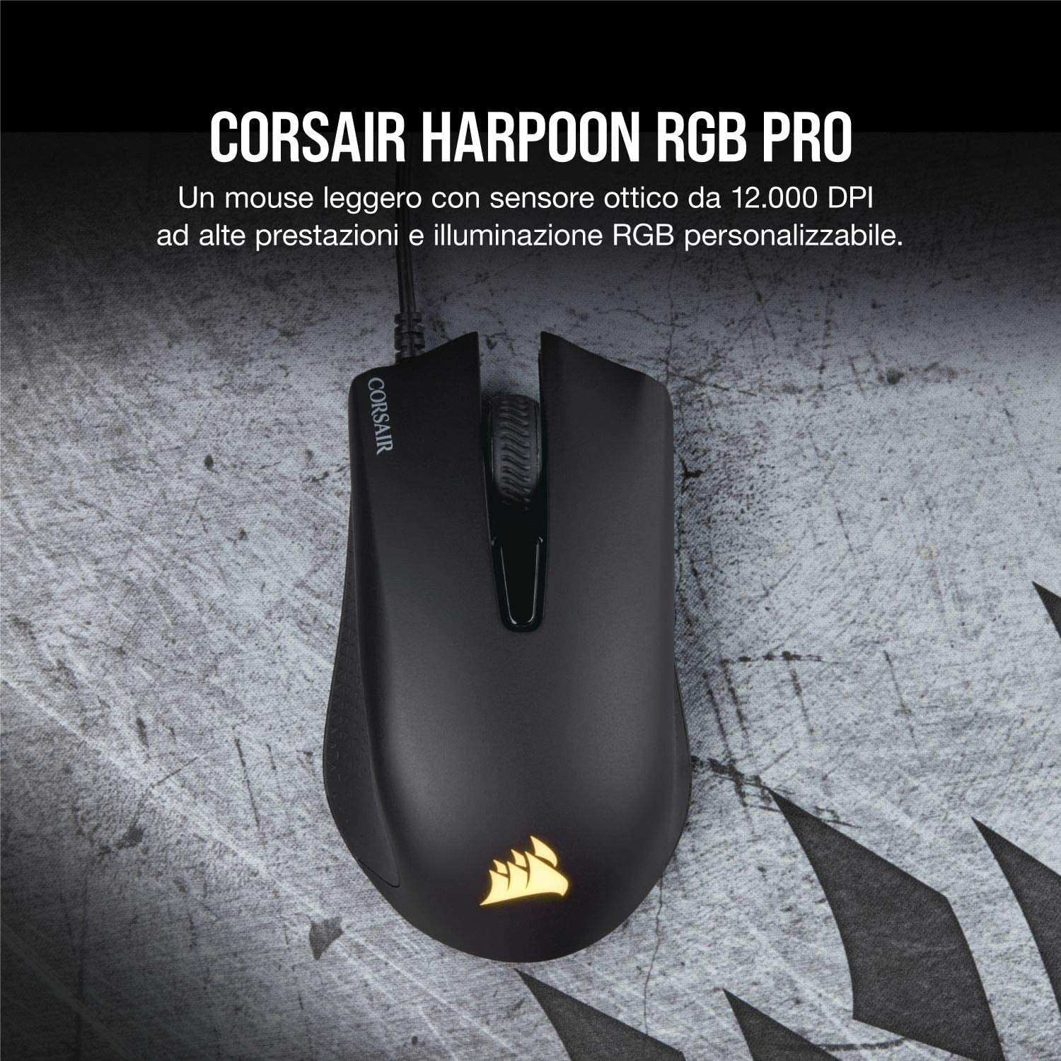CORSAIR Harpoon PRO RGB, 12000DPI GARANZIA ITALIA POLYPHOTO 2 ANNI