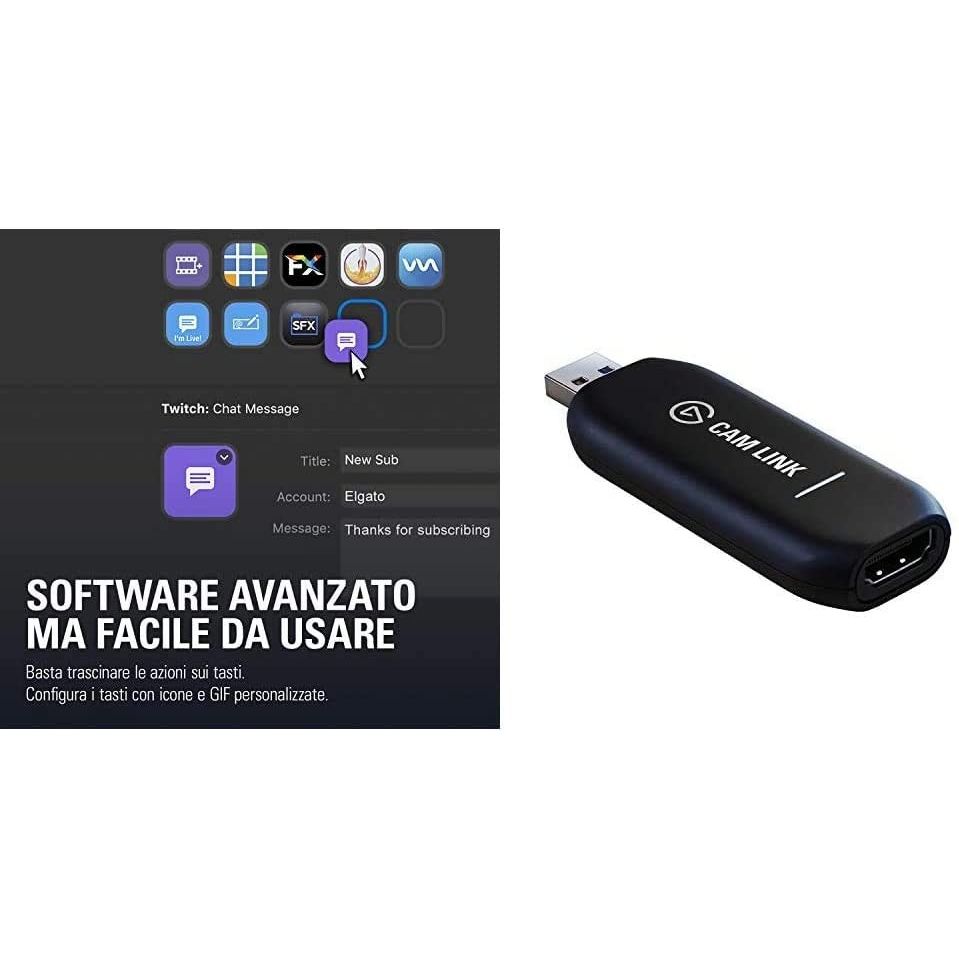 ELGATO Cam Link 4K Stream Deck GARANZIA ITALIA POLYPHOTO 2 ANNI