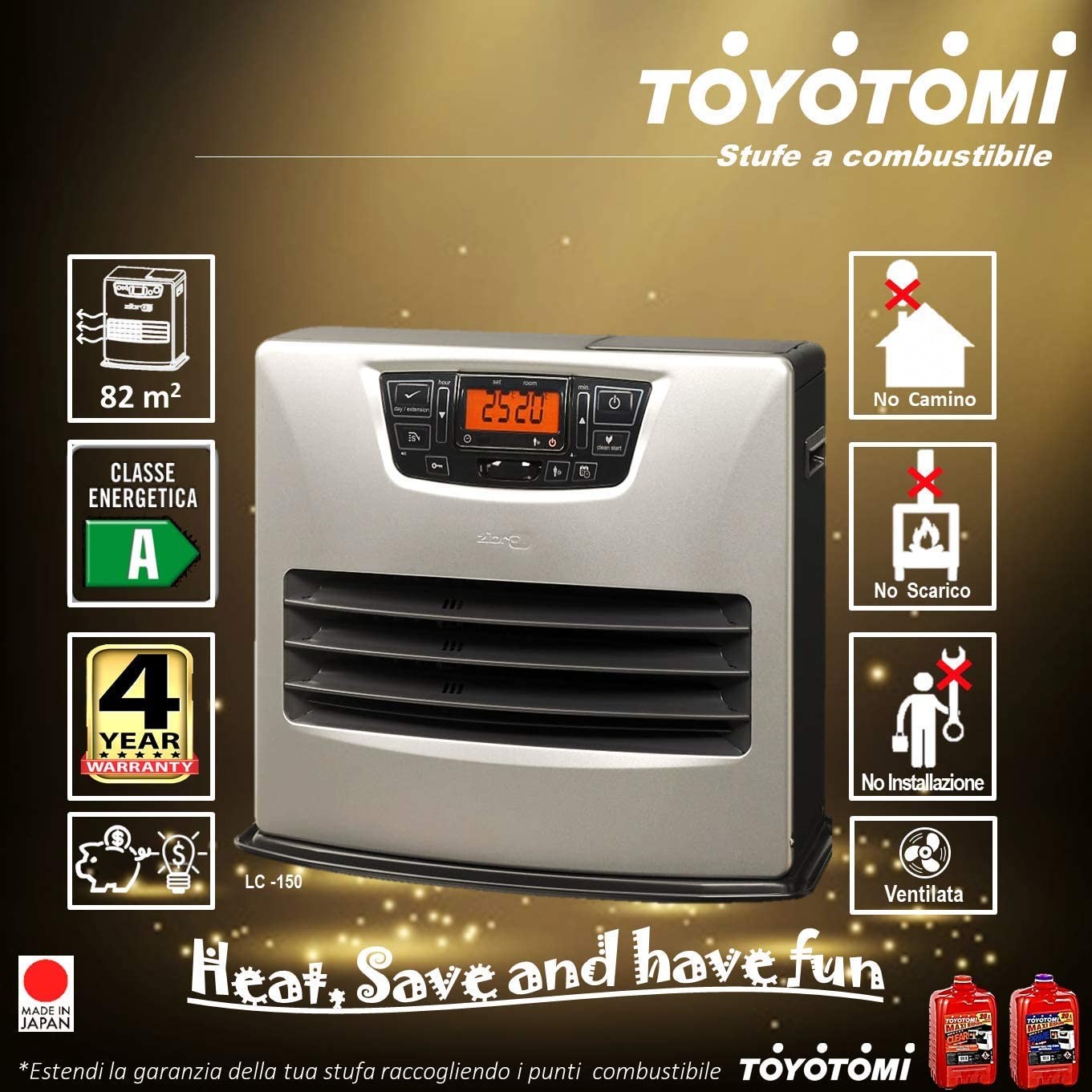 Zibro LC150 Stufa a Combustibile Elettronica 4,85 KW Riscalda 80 m²