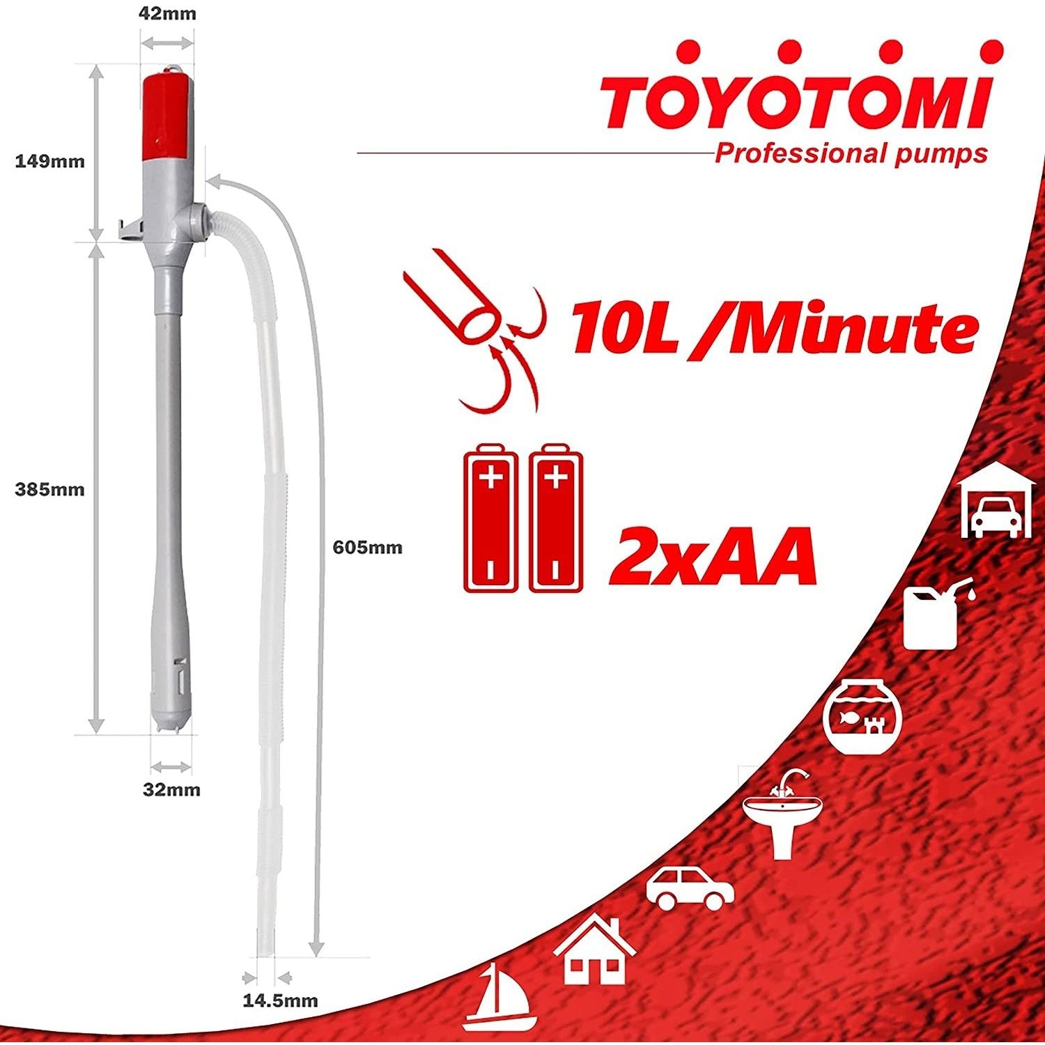 Toyotomi Pompa Elettrica A Batteria Per Stufe a Combustibile Uso Professionale