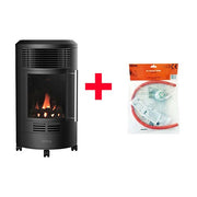 Qlima Stufa A Gas Da Interno 3,4 KW Effetto Camino GH8034 Black Regolatore Gas Qlima Incluso