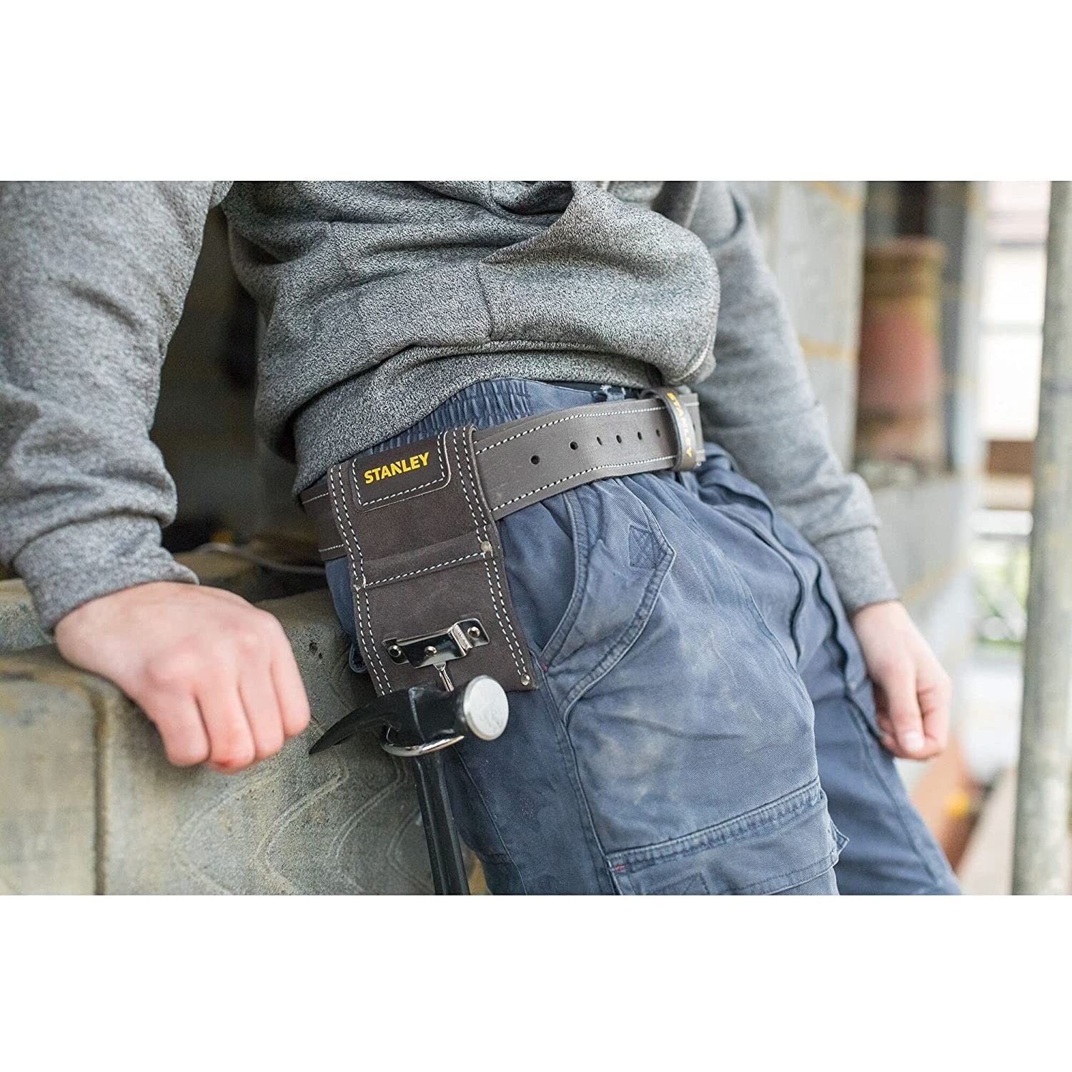 Stanley Fodero Porta Martello in Cuoio Scamosciato Qualità Professionale