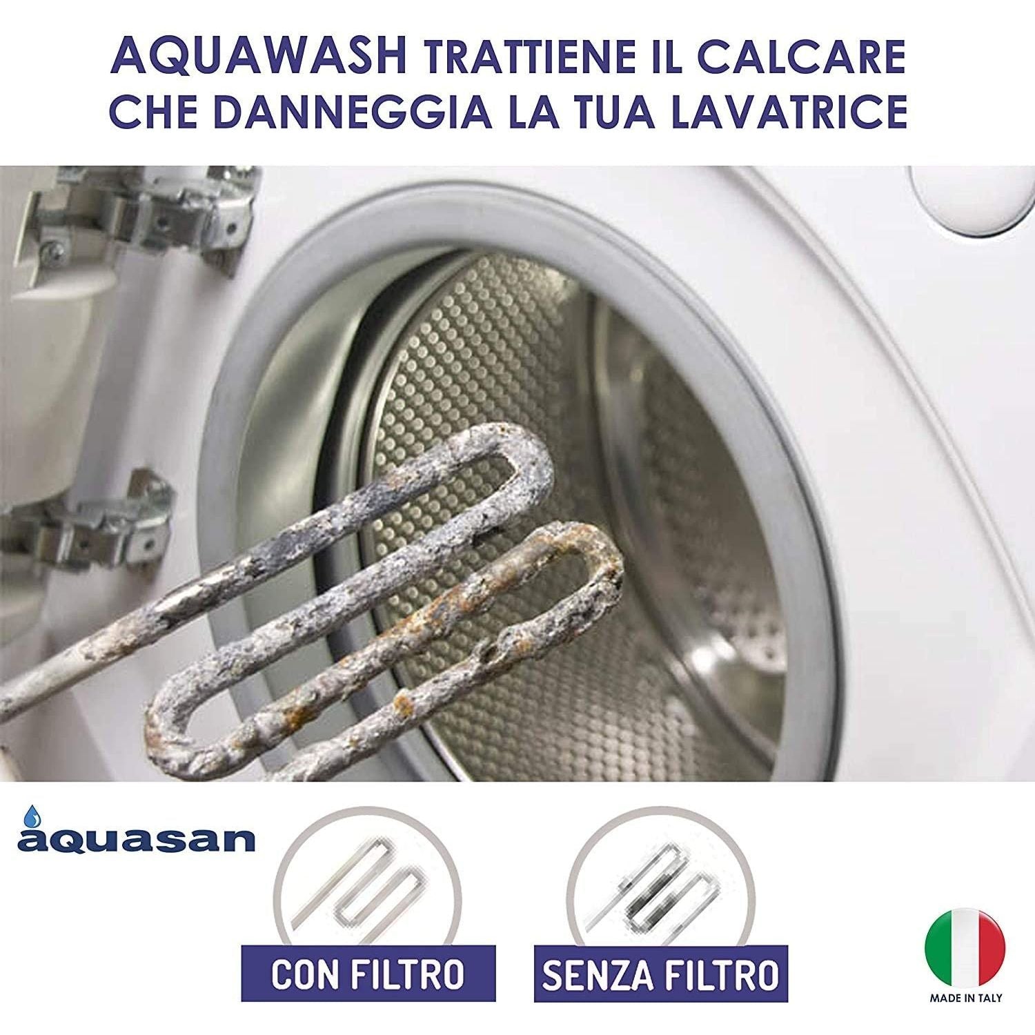 Aquasan Filtro Anticalcare e Antisabbia Aquawash Per Lavatrici e Lavastovliglie Confezione da 1