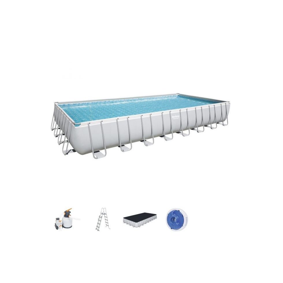 Bestway 56623 Piscina Fuori Terra Rettangolare Power Steel Da 956x488x132 cm Con Filtro a Sabbia
