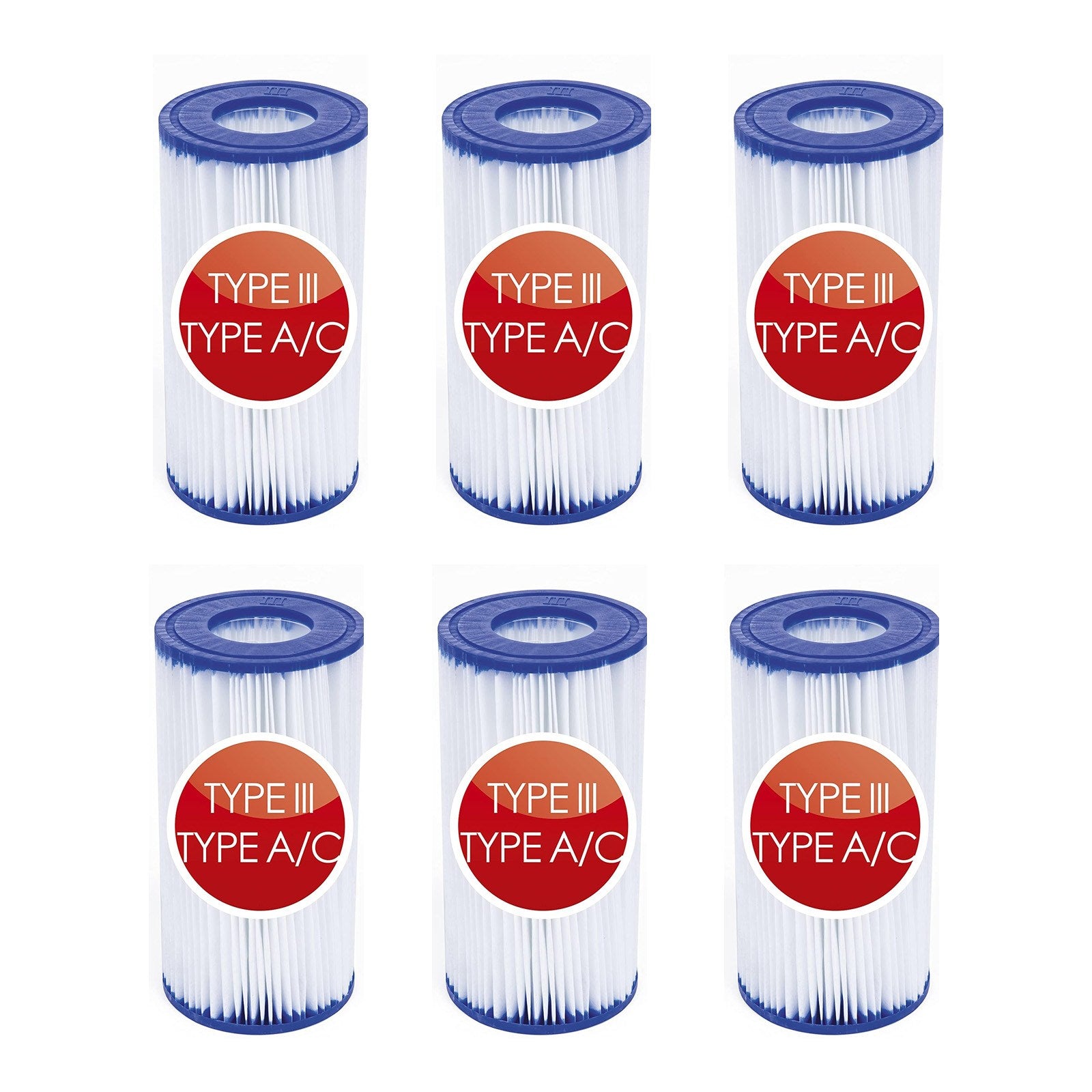 Bestway 58012 Cartuccia di Ricambio per Pompa Filtro Da 5.678 L/h Tipo III o Intex 29000 Mod.A Offerta 6 Filtri