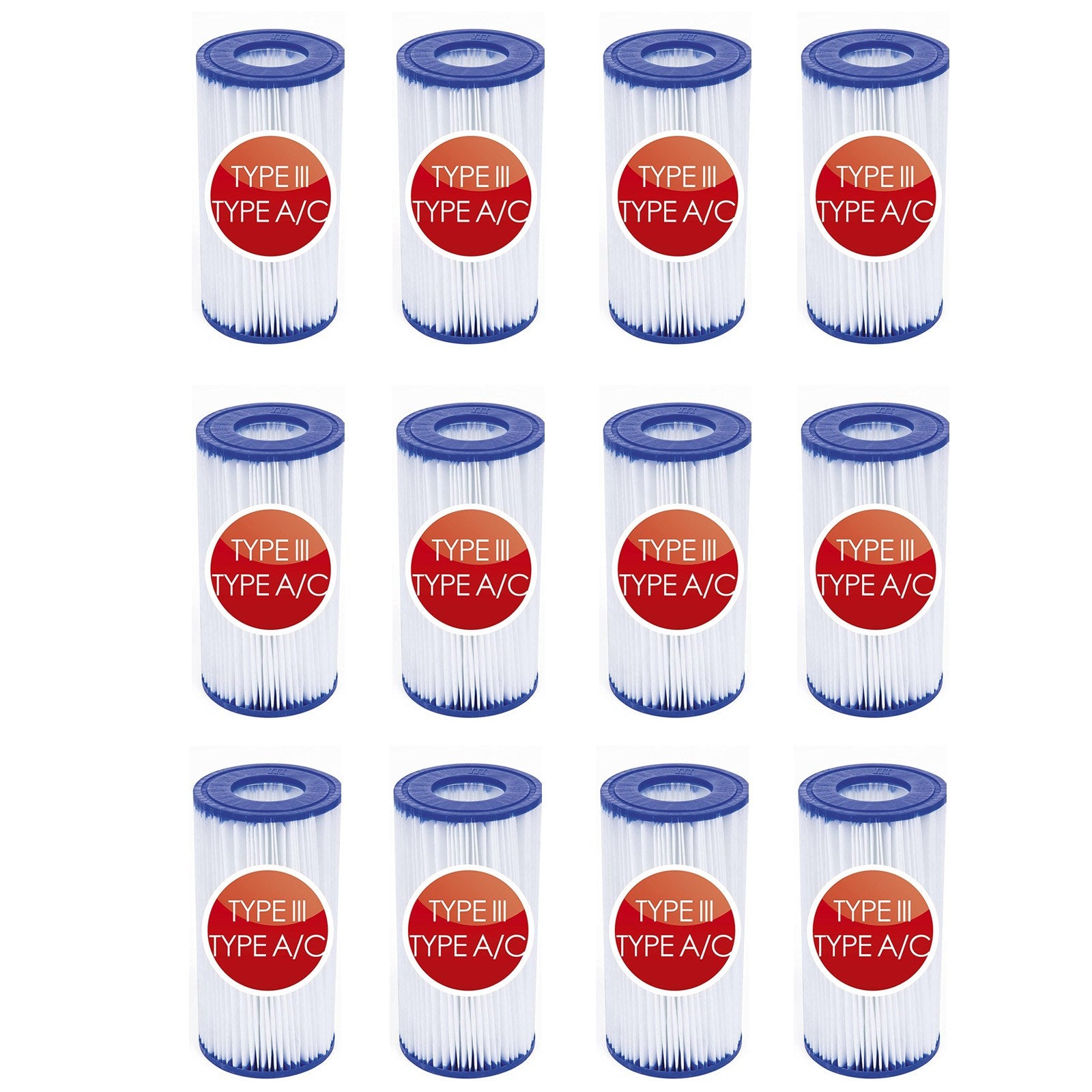 Bestway 58012 Cartuccia di Ricambio per Pompa Filtro Da 5.678 L/h Tipo III o Intex 29000 Mod.A Offerta 12 Filtri