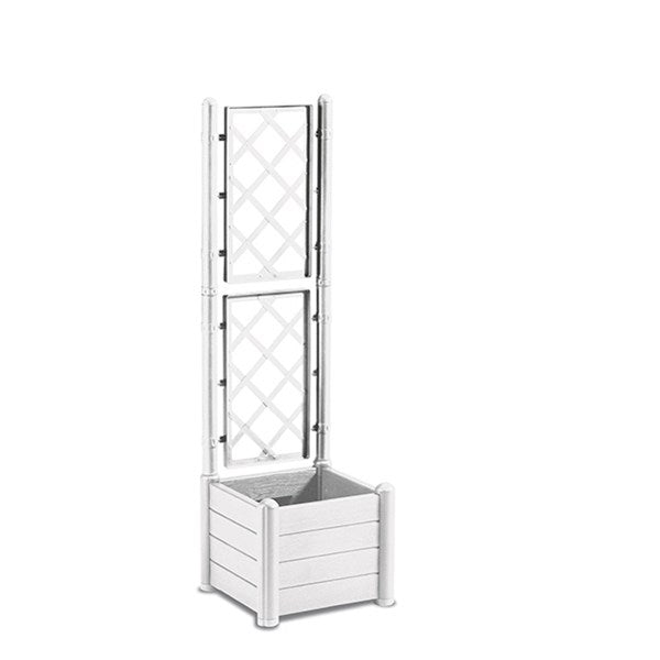 Fioriera Italia Stefanplast Quadra Con Spalliera Colore Bianco