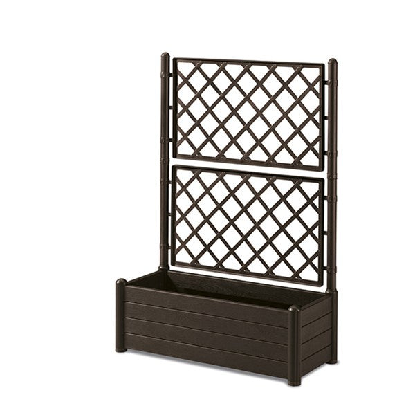 Fioriera Italia Stefanplast Rettangolare Con Spalliera Colore Marrone