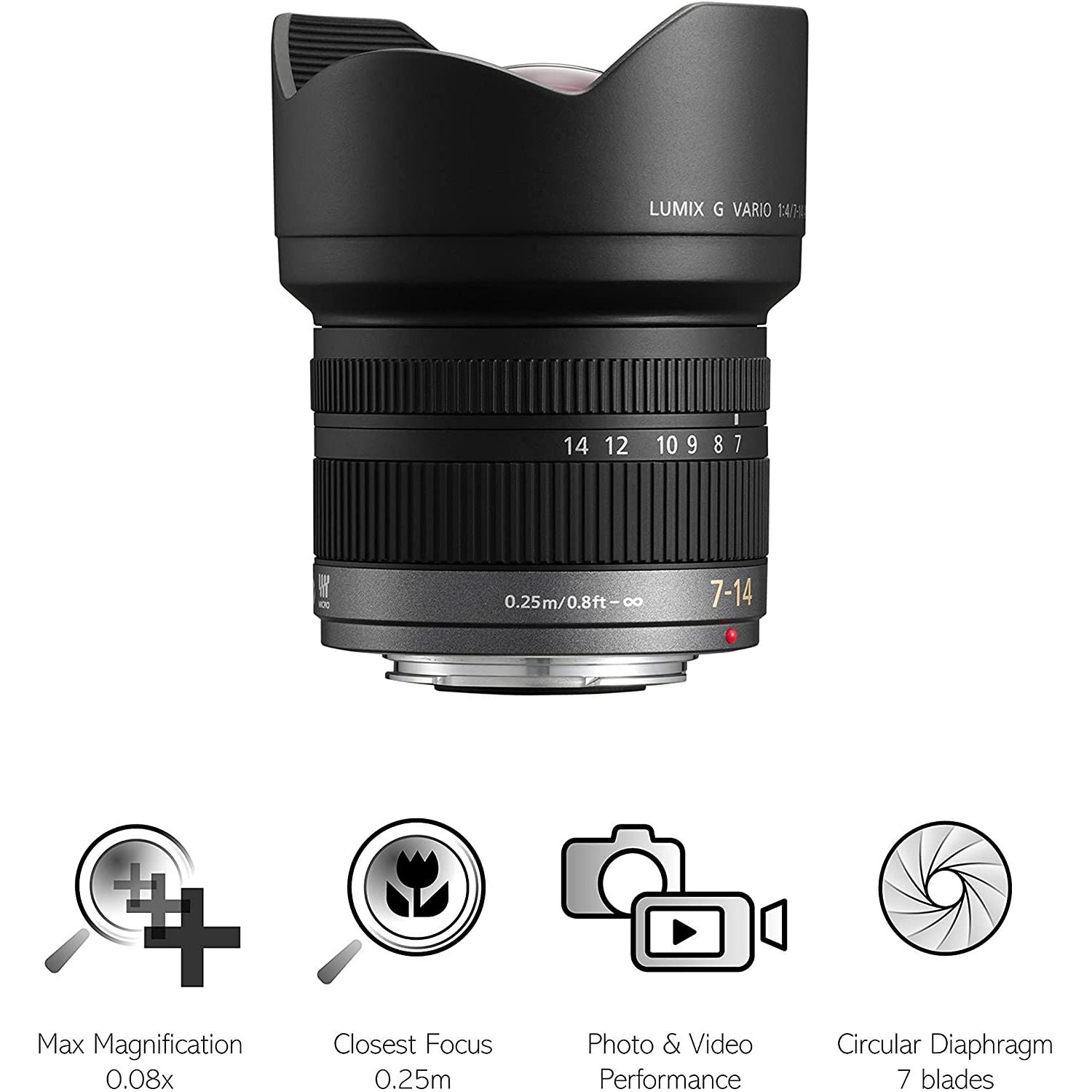 Panasonic Lumix G Vario Ob. 7-14mm F 4 G ASPH O.I.S BLACK GARANZIA FOWA ITALIA 4 ANNI