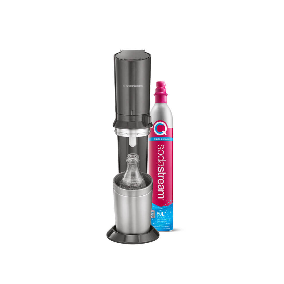 SodaStream Crystal CQC Nero – Gasatore acqua con bottiglia in vetro lavabile