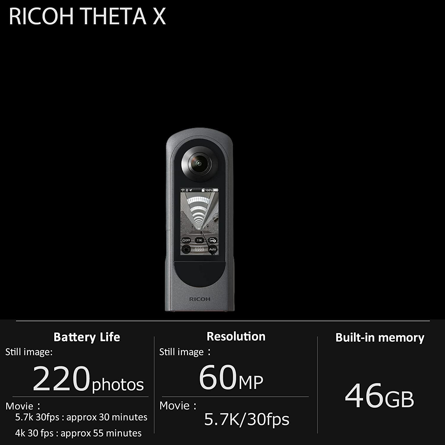 RICOH THETA X  METALLIC GRAY GARANZIA ITALIA FOWA 4 ANNI