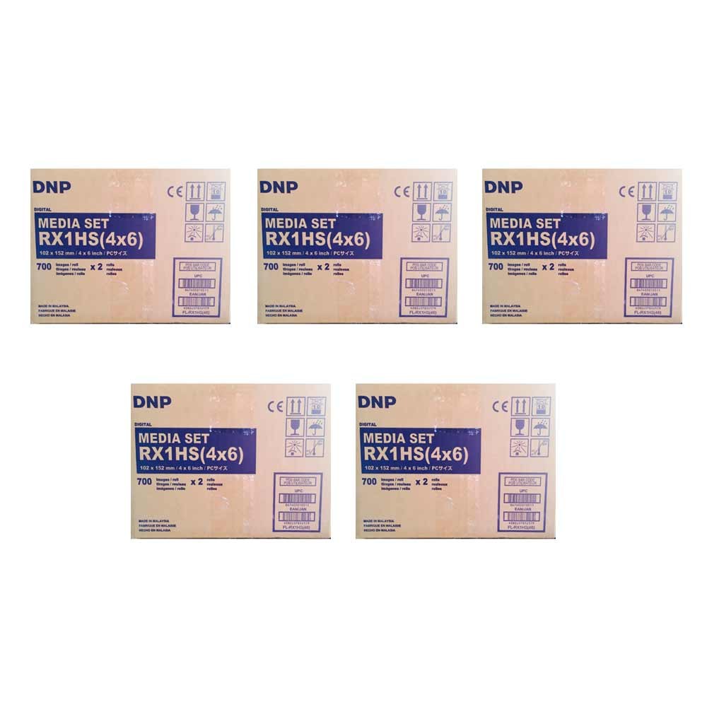 DNP RX1HS - 10X15 Carta + Ribbon per 1400 Stampe 10x15 (Confezione da 5)