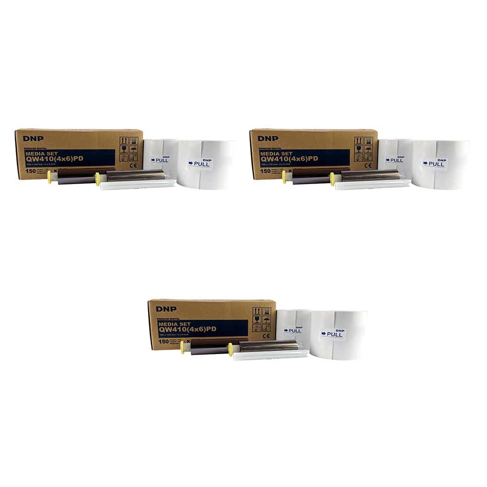DNP QW410 4X6 - 10X15 SD Kit 2x150 Carta Stampe (Confezione da 3)