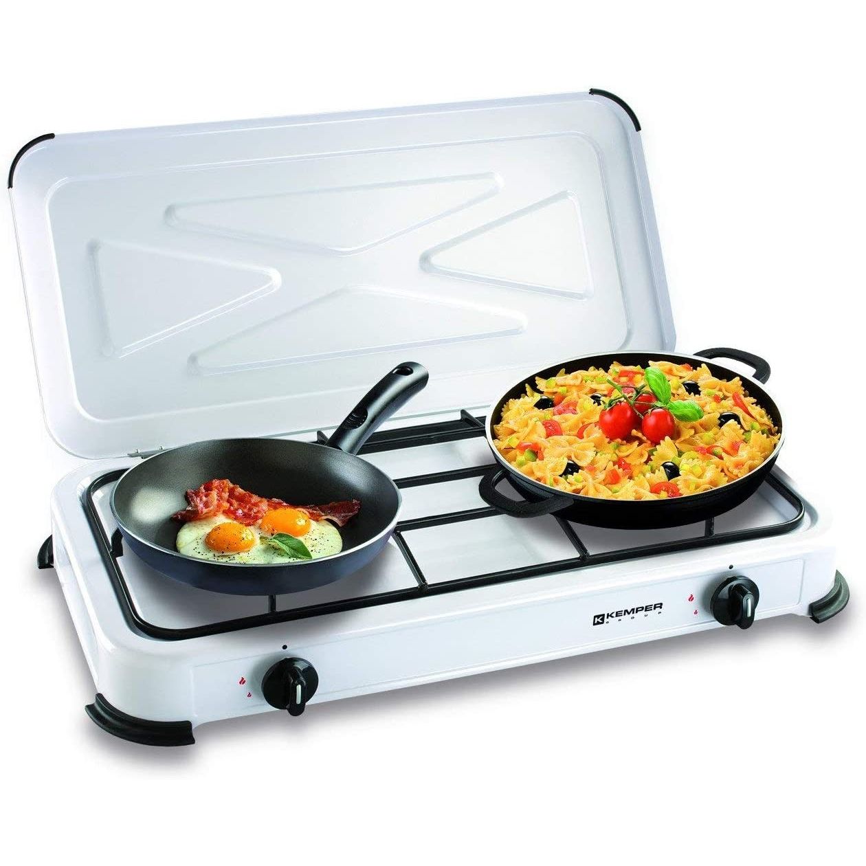 Kemper Fornello 2 Fuochi Smaltato Con Coperchio Potenza 2,6 kW