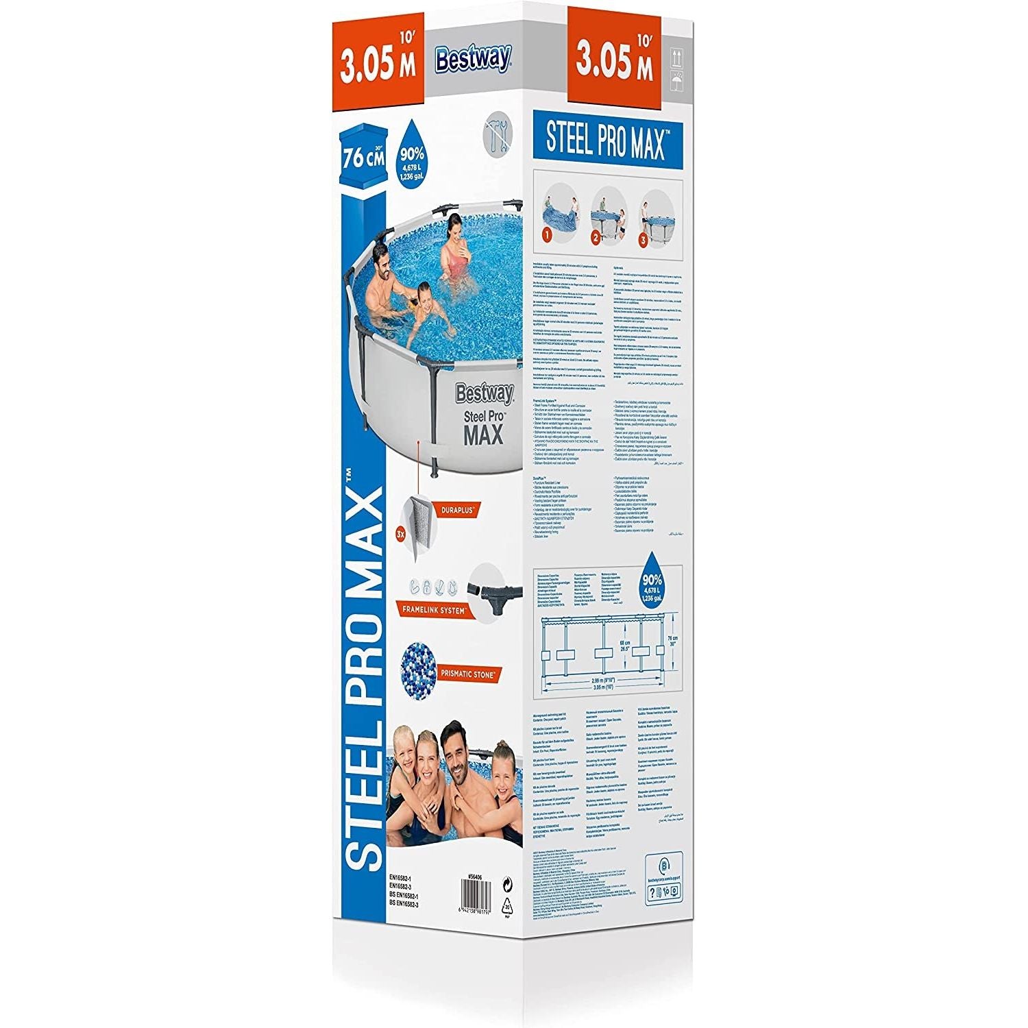 Bestway 56406 Piscina Fuori Terra Steel Pro Max 305 x 76 cm Cap. 4.678 Lt