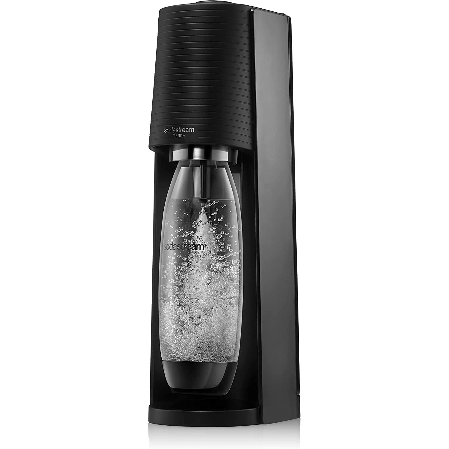 Sodastream Terra Megapack , Gasatore + 3 Bottiglie + Nuovo Clindro, Nero