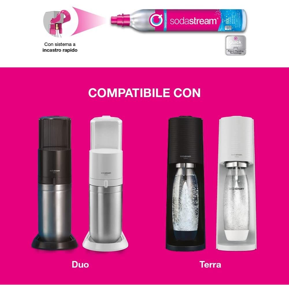 Sodastream Terra Megapack , Gasatore + 3 Bottiglie + Nuovo Clindro, Nero