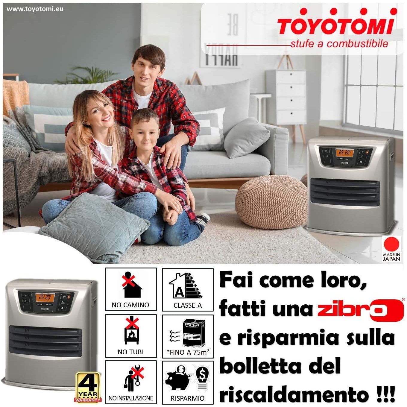 Zibro LC 140 Stufa Portatile a Combustibile 4 KW Riscalda 26-70 Mq