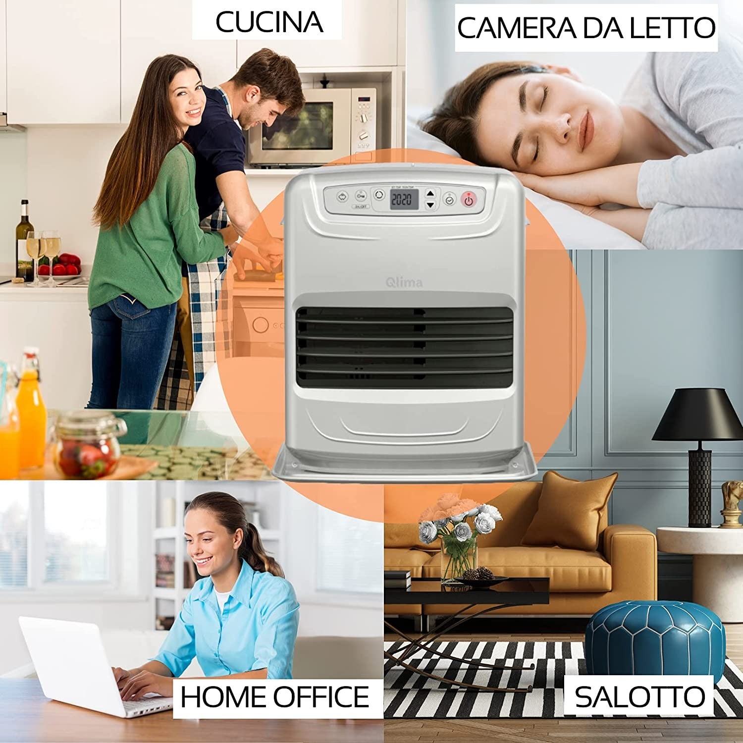 Qlima Stufa Laser Portatile A Combustibile SRE 3531 TC-2 3,1 kW Per Ambienti Fino a 48 mq