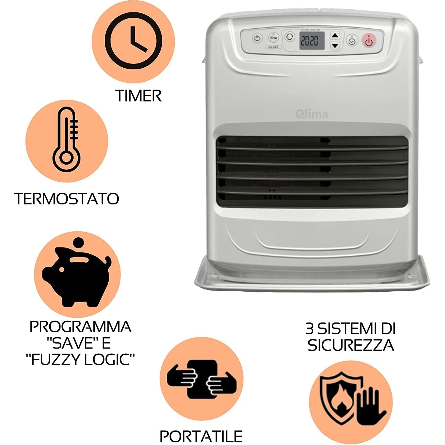 Qlima Stufa Laser A SRE3531TC-2 + 2 Taniche Combustibile Kristal