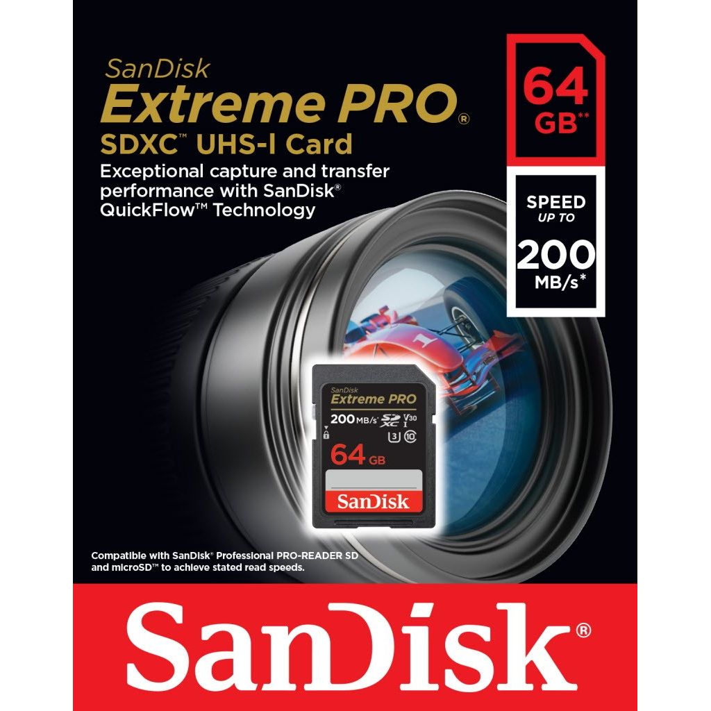 SanDisk SD Extreme PRO UHS-1 (64GB) 200 MB/S V30 U3 C10 GARANZIA ITALIA 5 ANNI