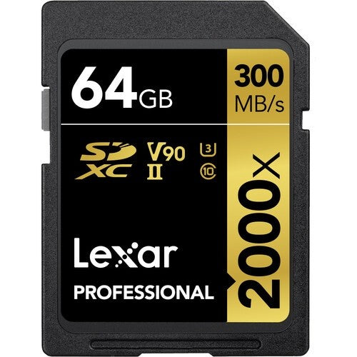 LEXAR SDXC 64GB PRO 2000X UHS-II U3 V90 GOLD SERIES