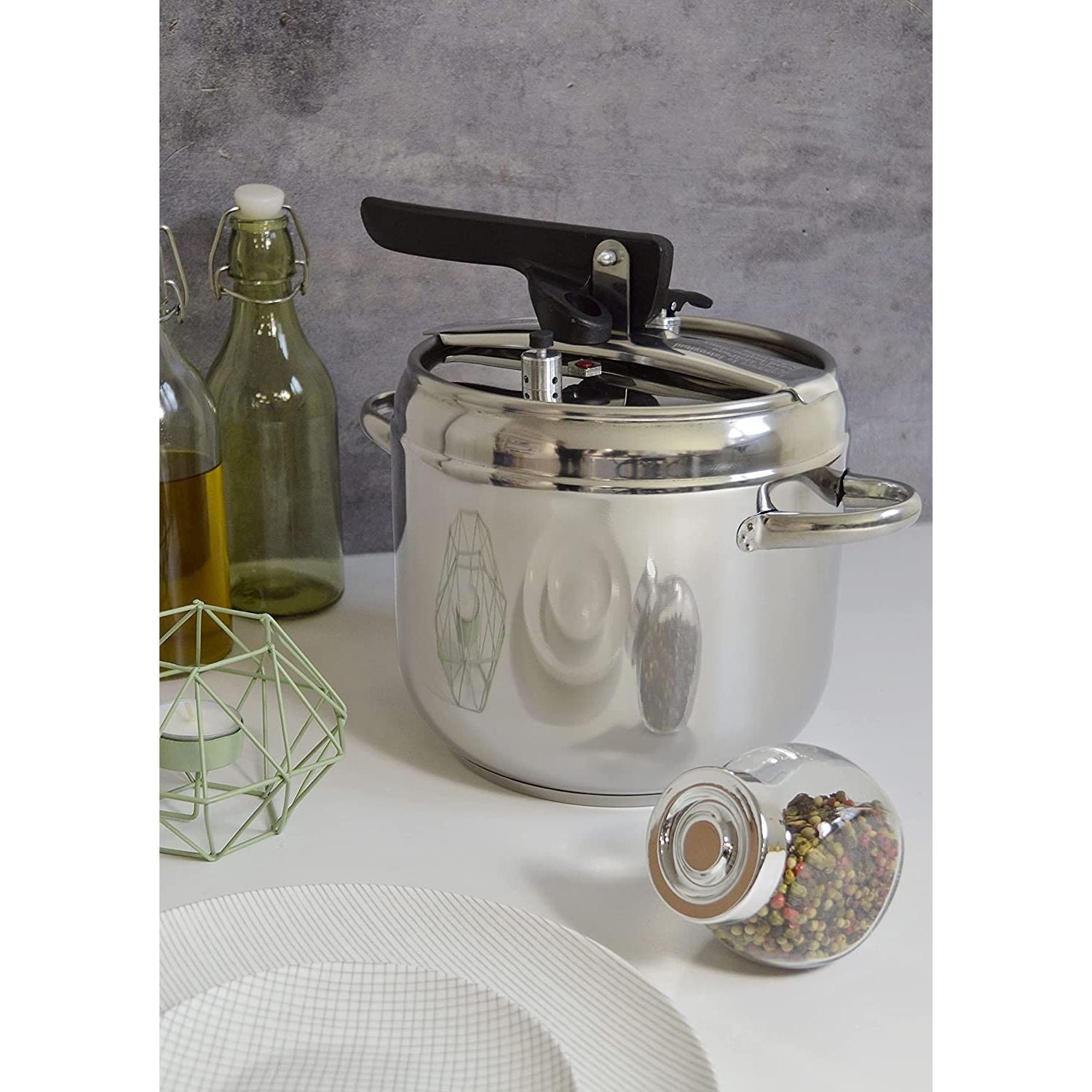 Pintinox Pentola a Pressione Serie First in Acciaio Inox Adatta all'Induzione Con 4 Sistemi di Sicurezza 5 Litri